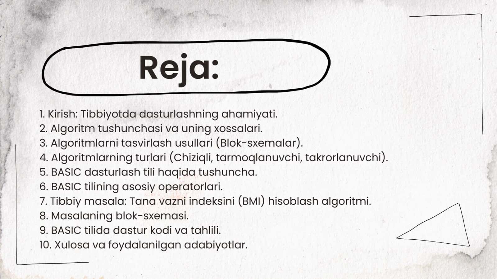 Masalalarning algoritmini tuzish va shu algoritm asosida Basic dasturlash tilida dastur tuzish. 2