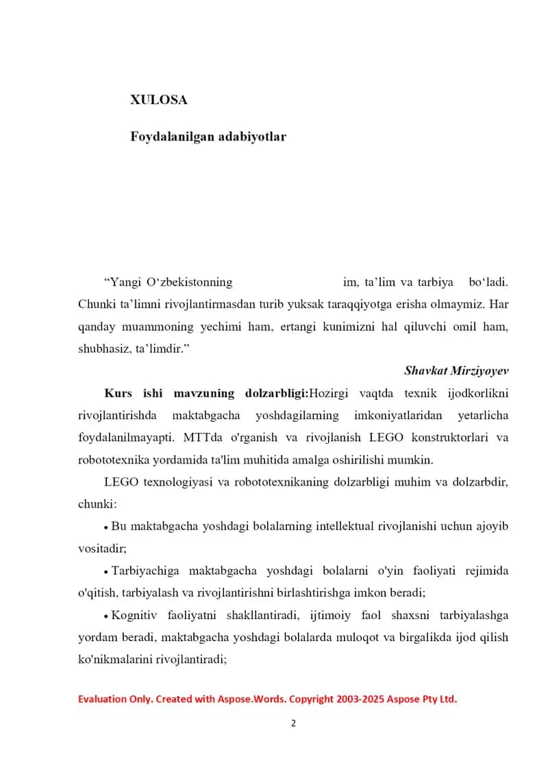 Legodan konstruktiv va o’yin maqsadlarida foydalanish 2