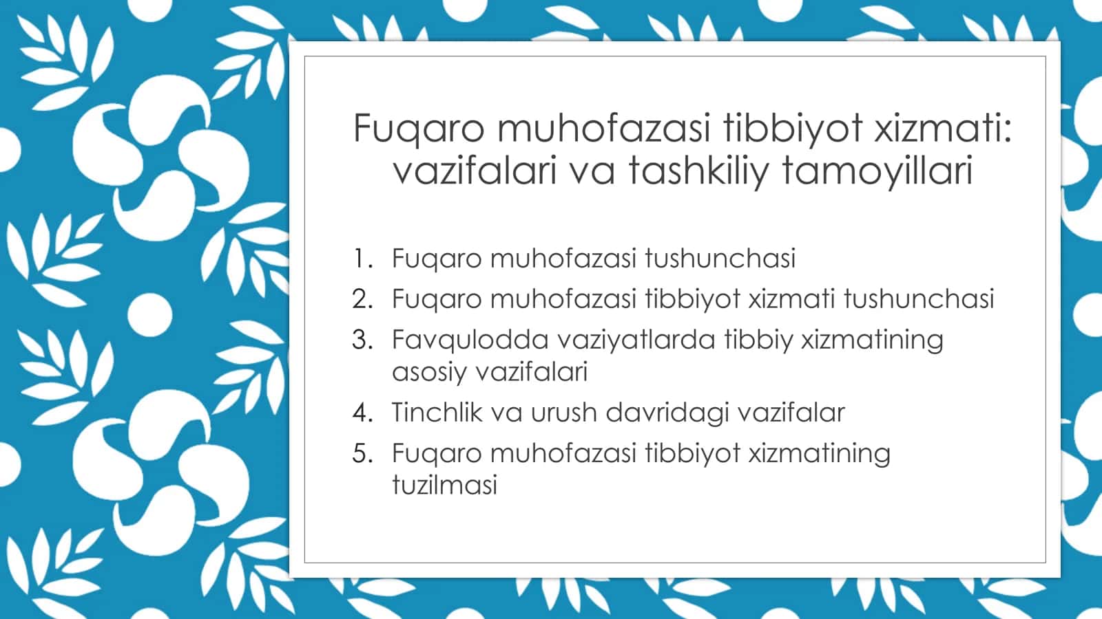 Fuqaro muhofazasi tibbiyot xizmati, vazifalari va tashkiliy tamoyillari 2