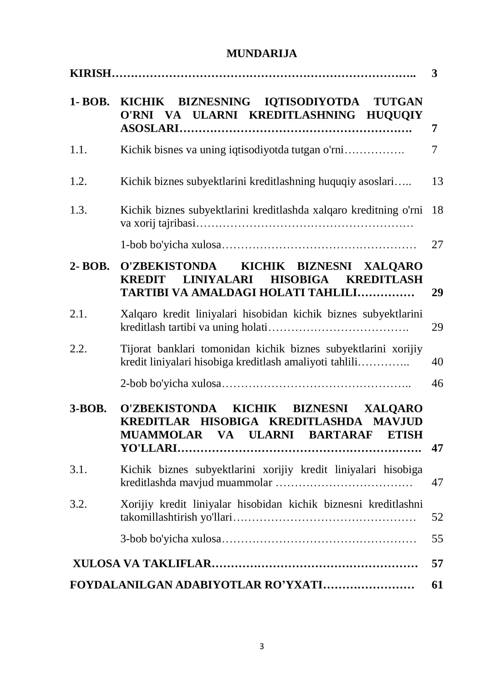 Kichik biznesning iqtisodiyotda tutgan o'rni va kreditlashning huquqiy asoslari 2