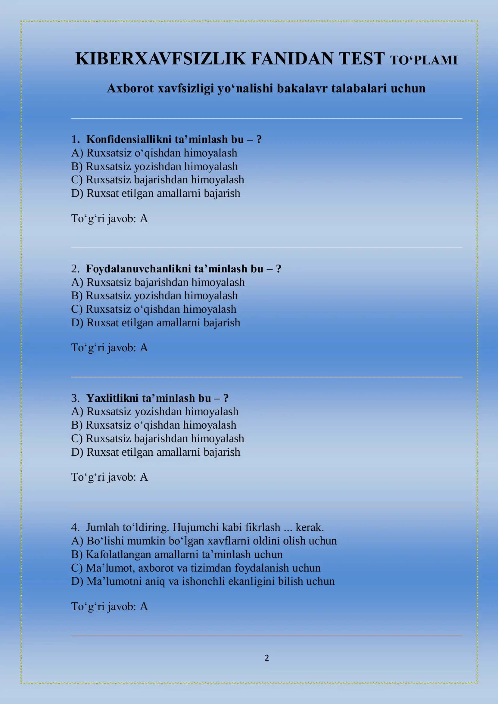 KIBERXAVFSIZLIK FANIDAN TEST.pdf 2