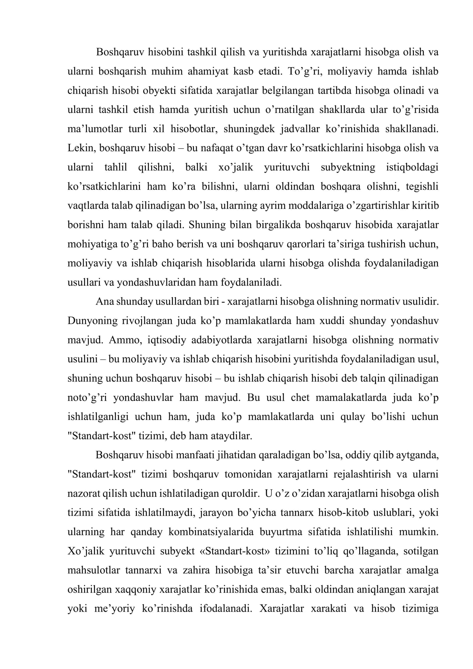 Me’yoriy (normativ) xarajatlar hisobi va «standart-kost» tizimi 2