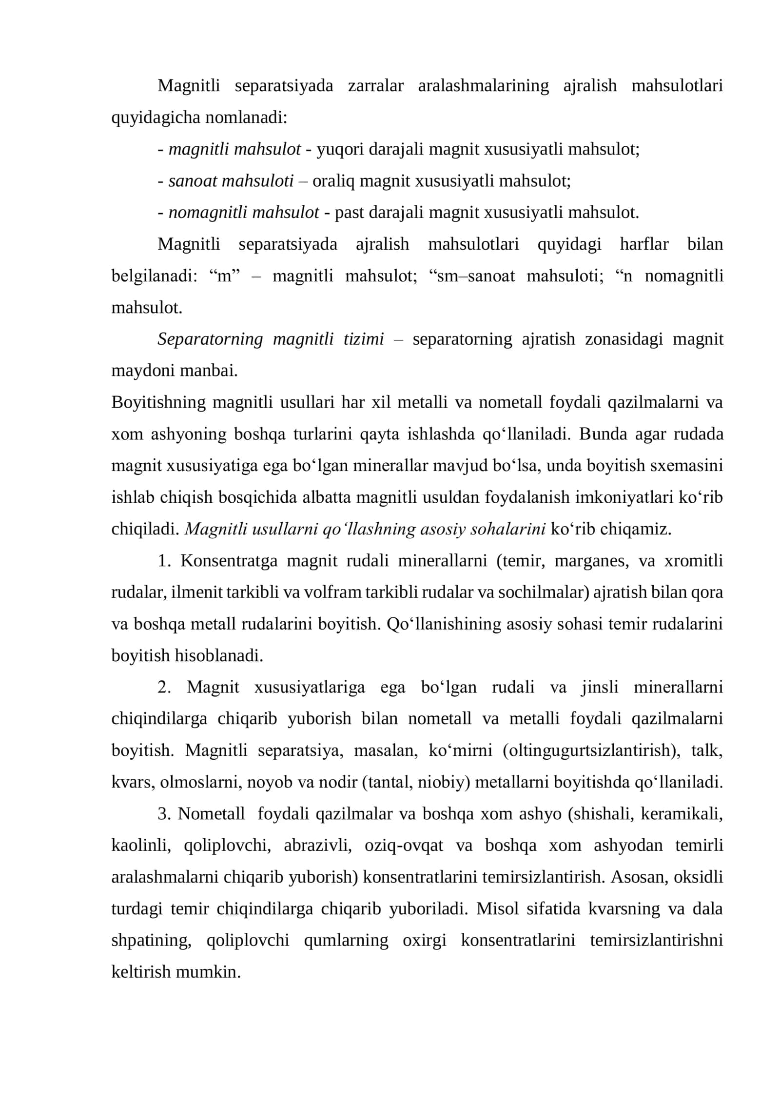Magnit usulida boyitishning ahamiyati 2