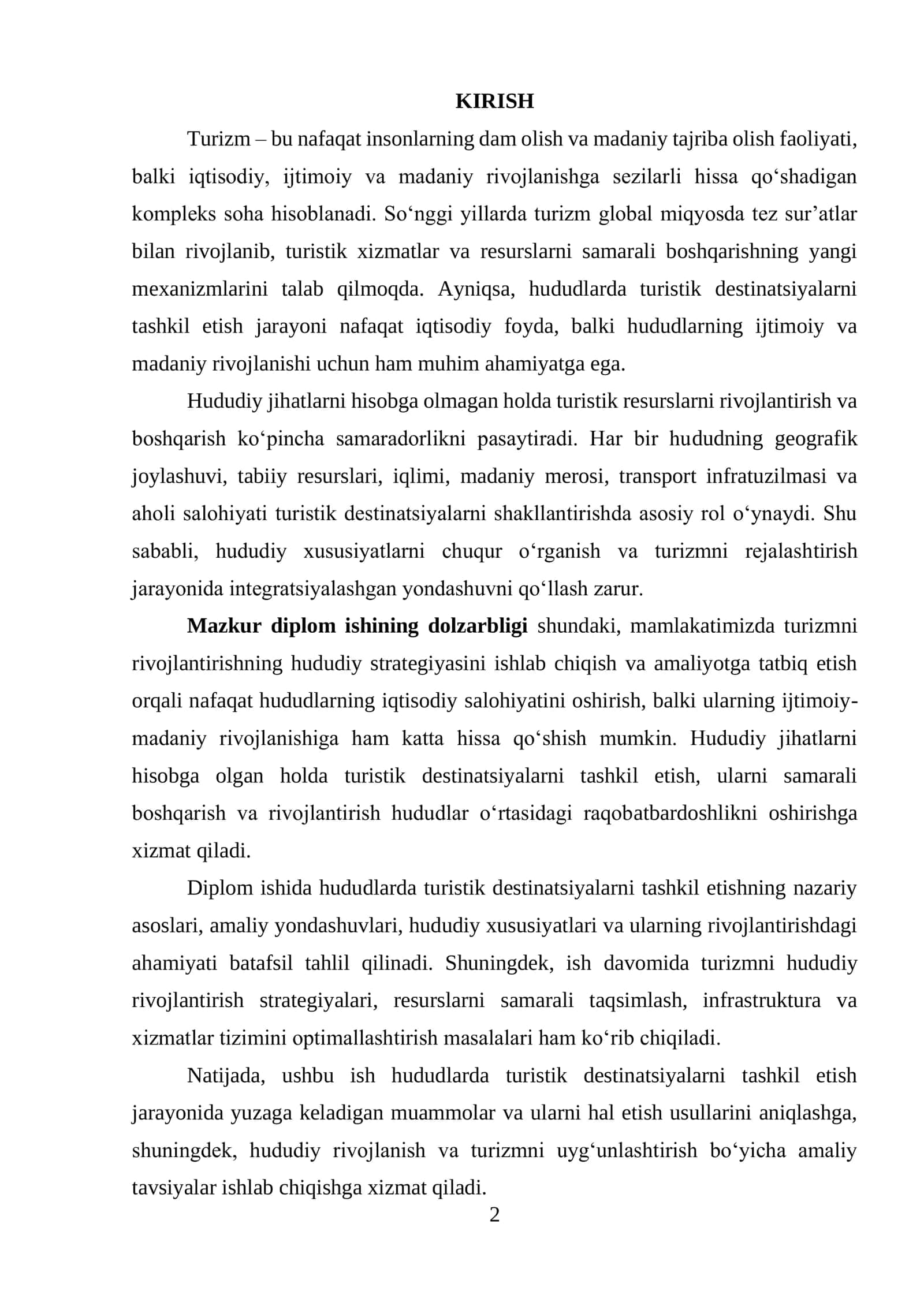 Hududlarda turistik destinatsiyalarni tashkil etishning hududiy jihatlari 2