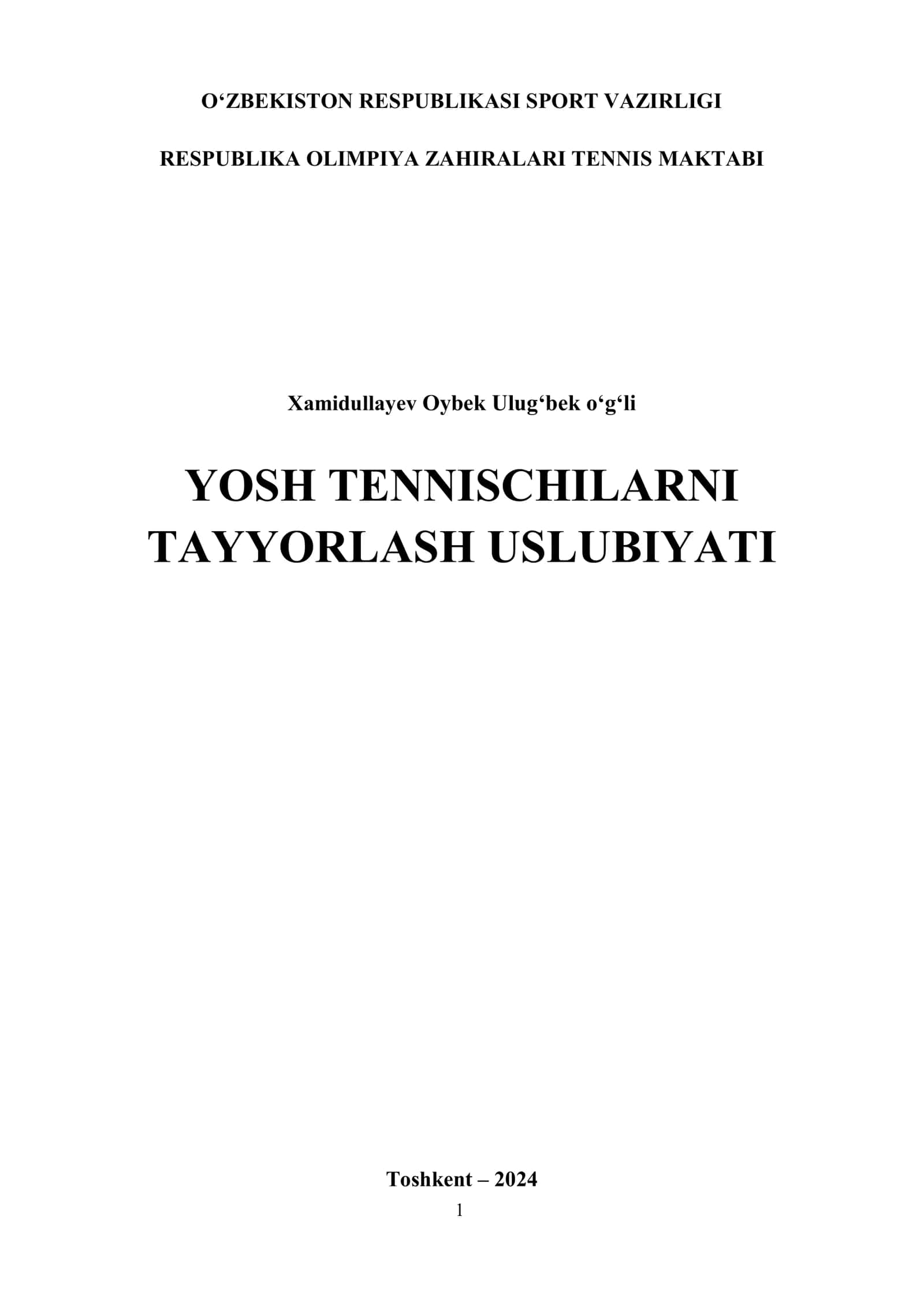 Yosh tennischilarni tayyorlash uslubiyati 2