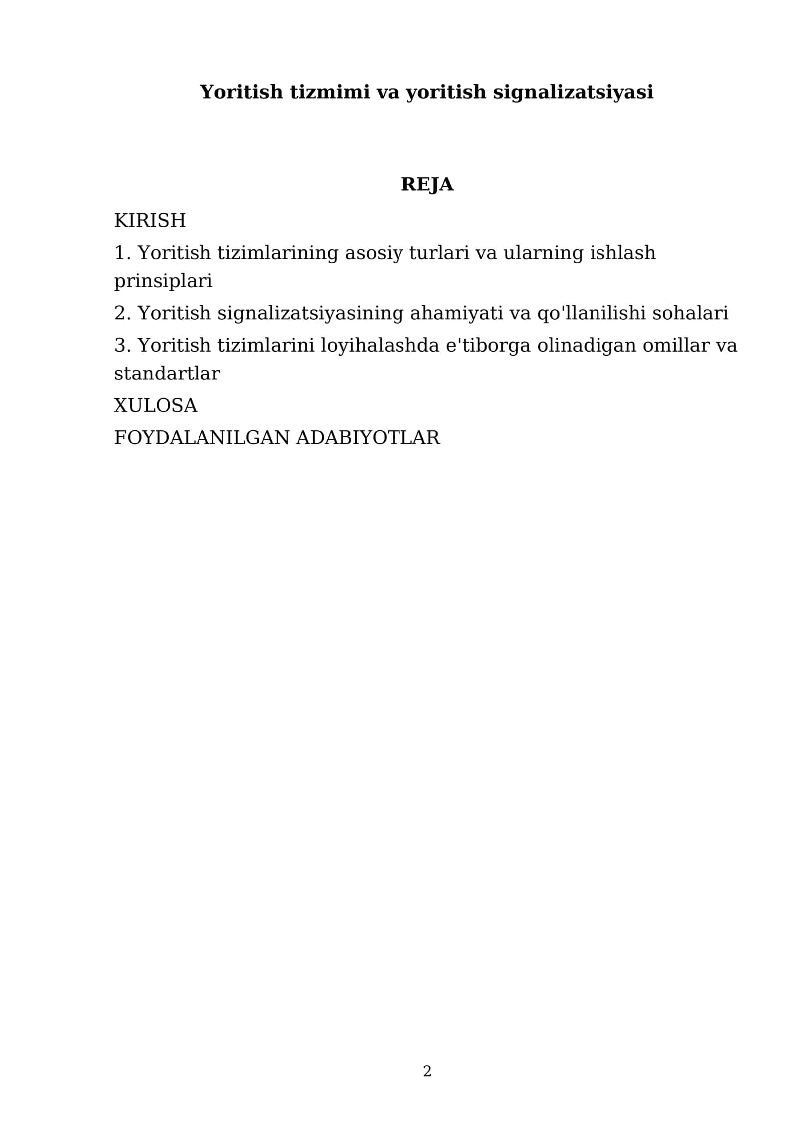 Yoritish tizmimi va yoritish signalizatsiyasi 2