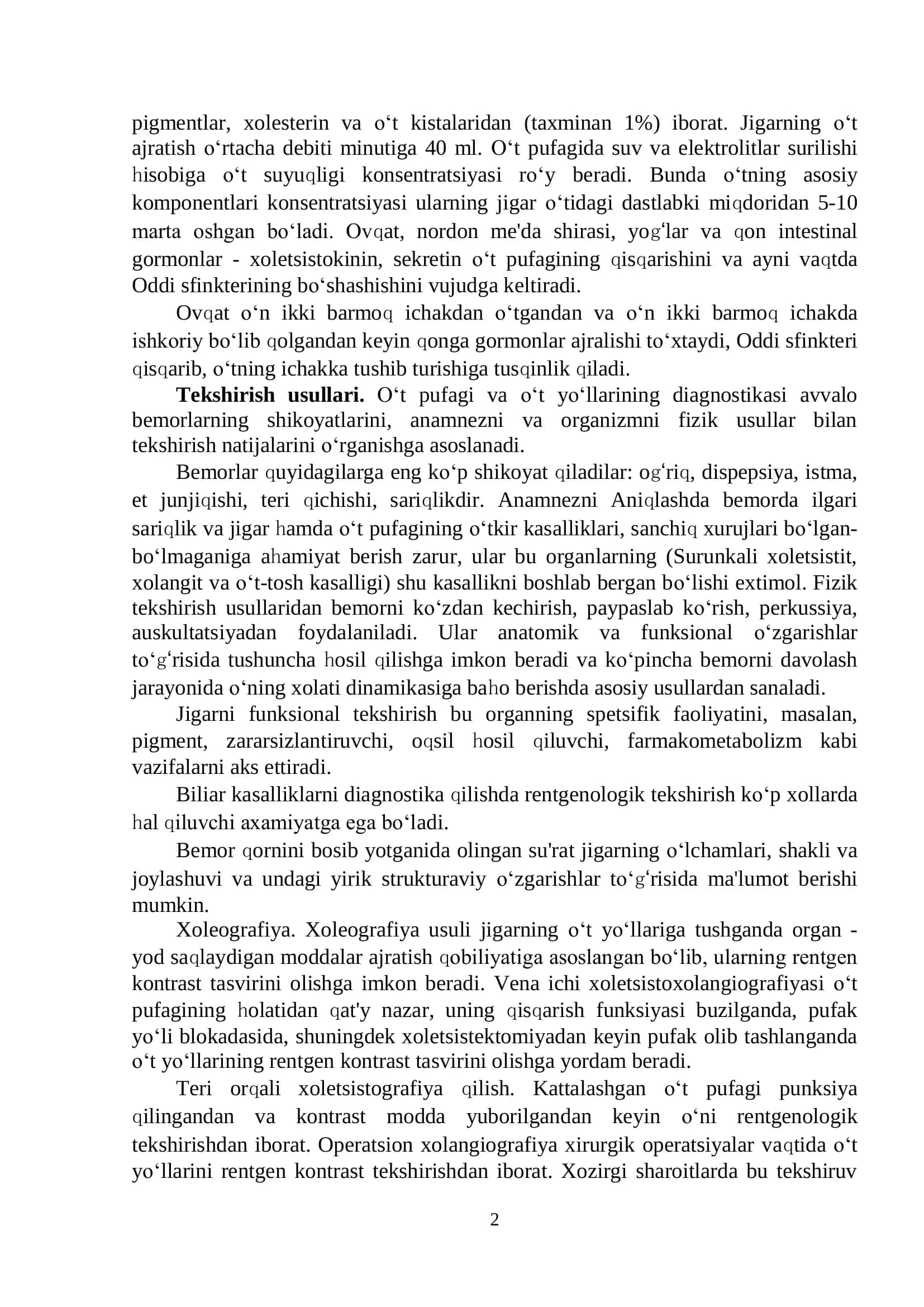 Surunkali xoletsistit. Klinikasi, diagnostikasi, davolash usullari 2