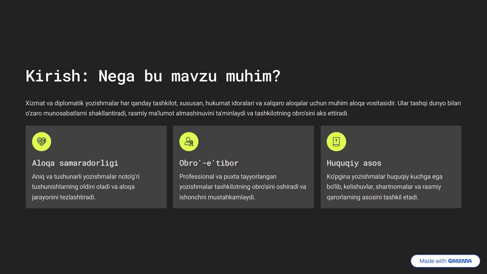 Xizmat va Diplomatik Yozishmalar: Samaradorlik sirlari 2