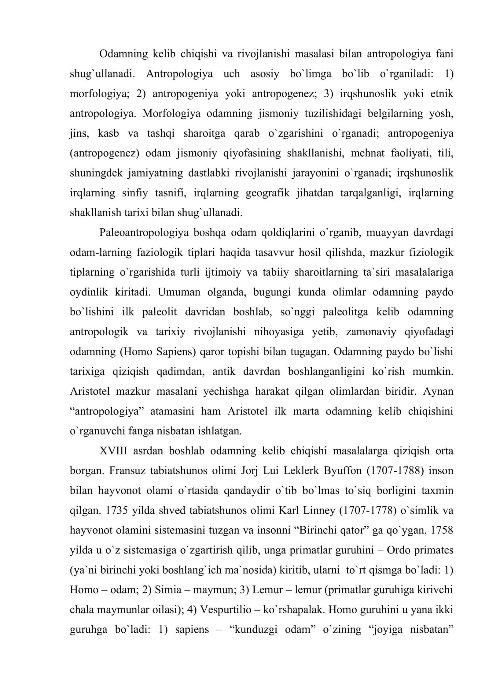 Antropologik va etnologik ma`lumotlarning o`lka tarixini o`rganishdagi ahamiyati 2