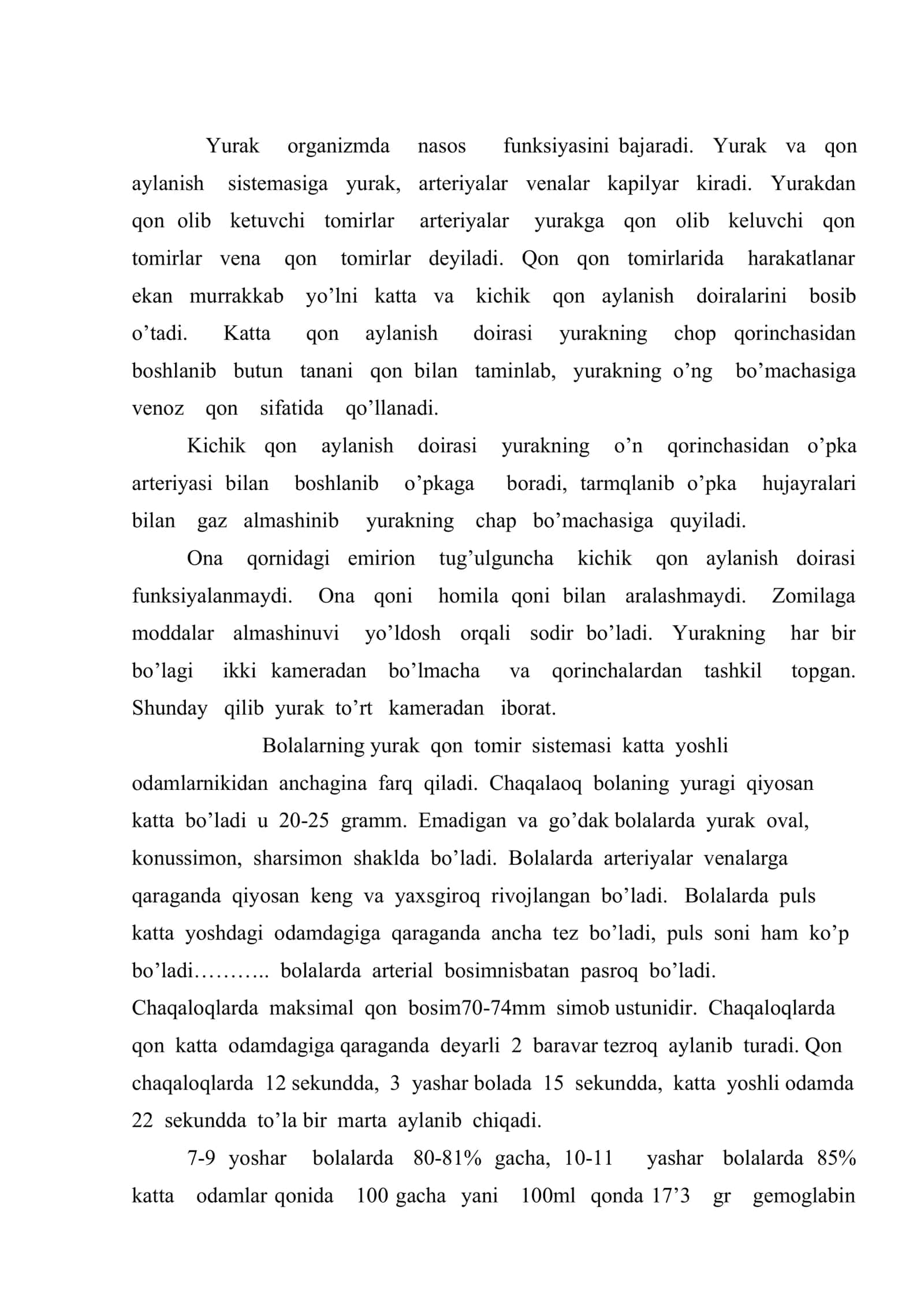 Bolaldaar yurak qon tomir va nafas olish organlarining yosh xusuisyatlari 2