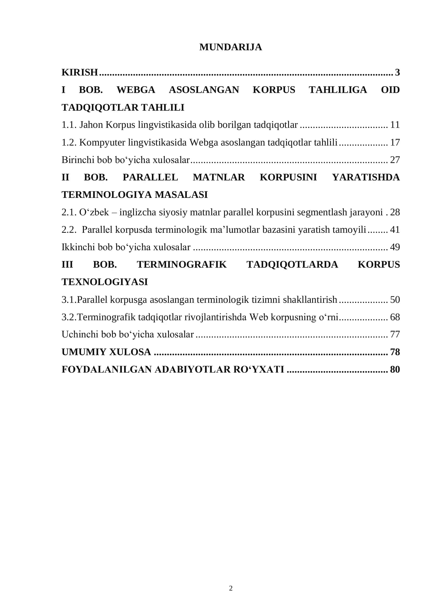 Web korpusga asoslangan parallel matnlar korpusini yaratishda terminografiya va terminologiya masalasi 2
