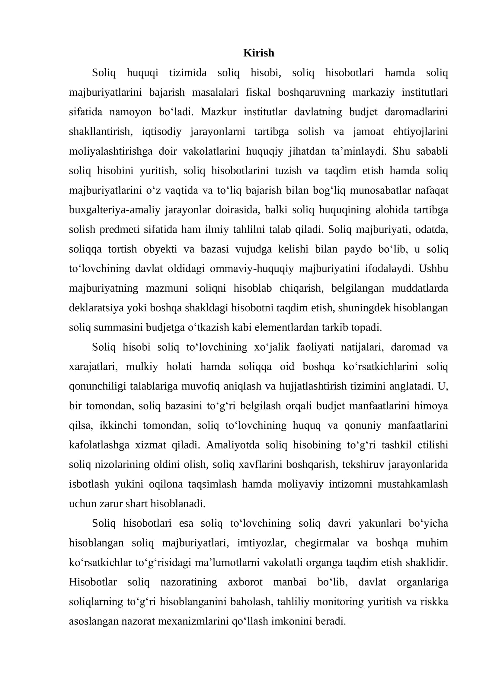 SOLIQ HISOBI VA SOLIQ HISOBOTLARI VA SOLIQ MAJBURIYAYTLARINI BAJARISH 2