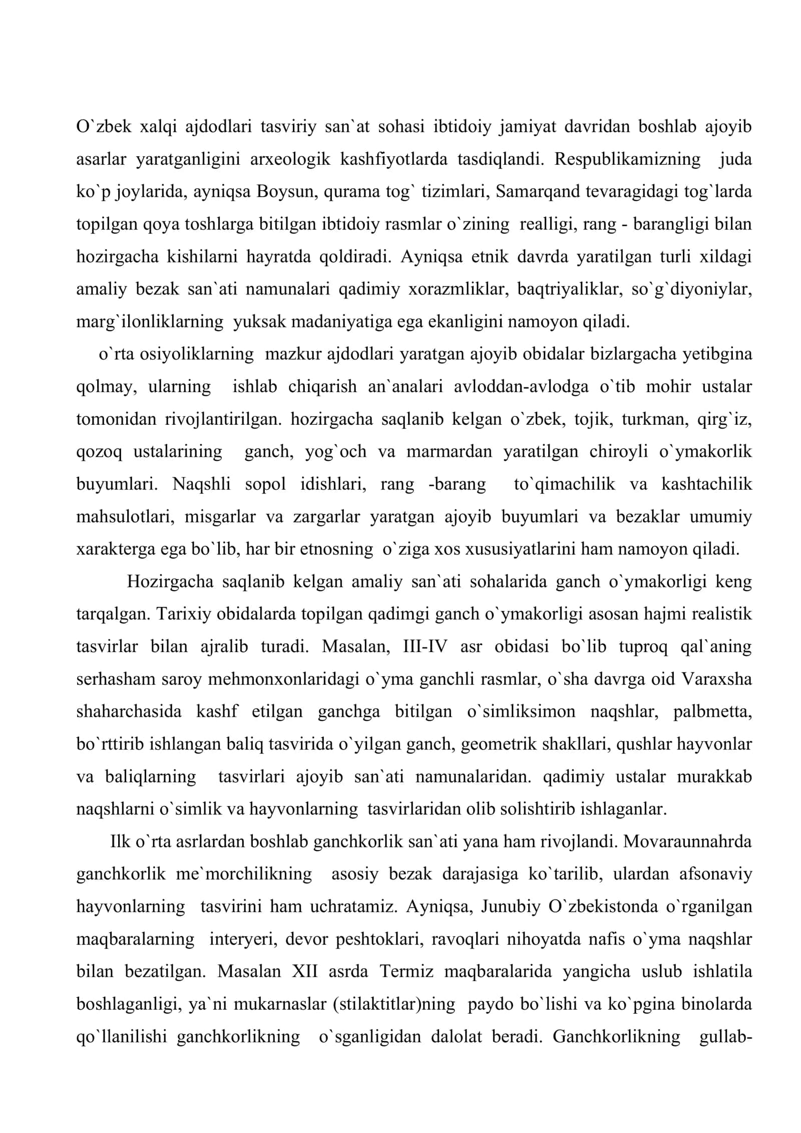 O`zbekiston milliy amaliy bezak san`ati. diniy tasavvurlar, urf odatlar va irimlar. O`zbek xalq bayramlari, o`yin va marosimlari 2