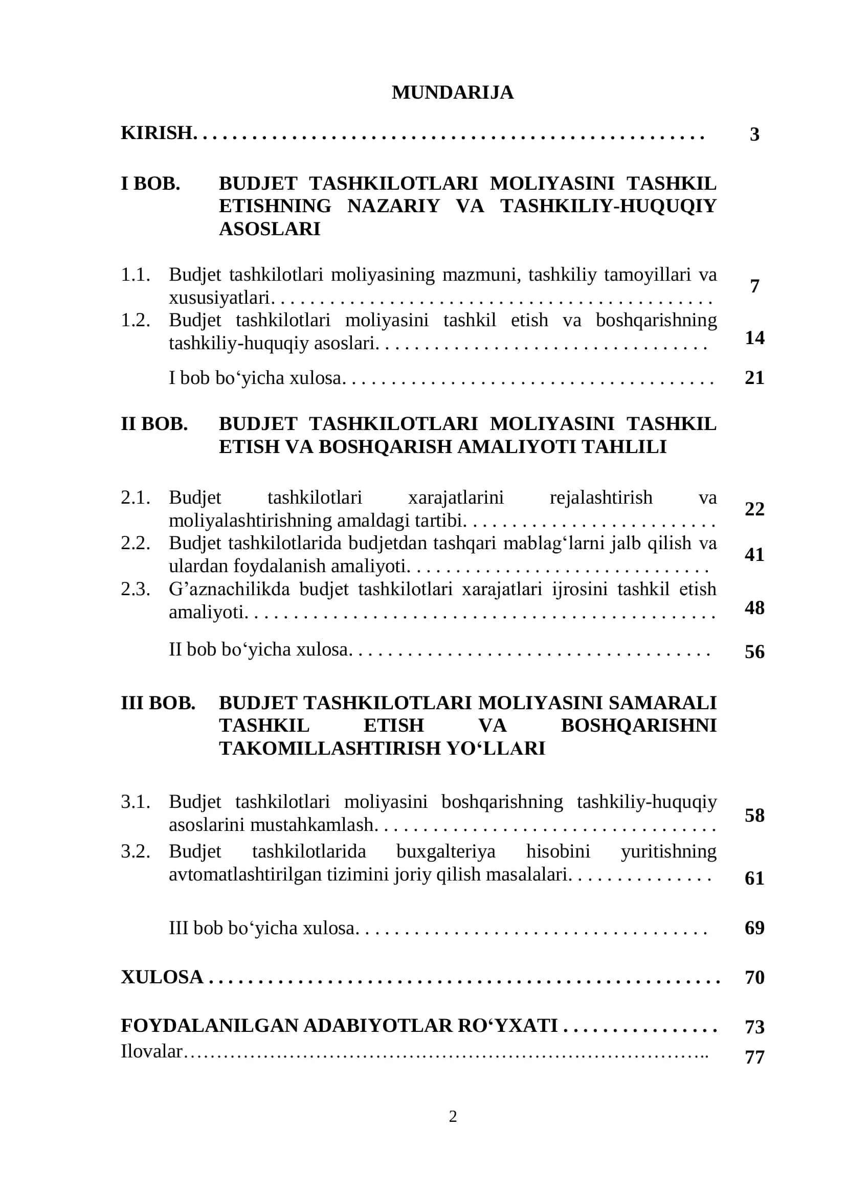 BUDJET TASHKILOTLARI MOLIYASINI SAMARALI TASHKIL ETISH VA BOSHQARISH MASALALARI 2