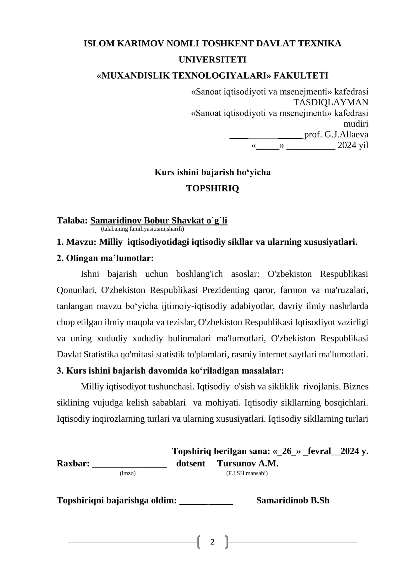 Milliy iqtisodiyotidagi iqtisodiy sikllar va ularning xususiyatlari 2