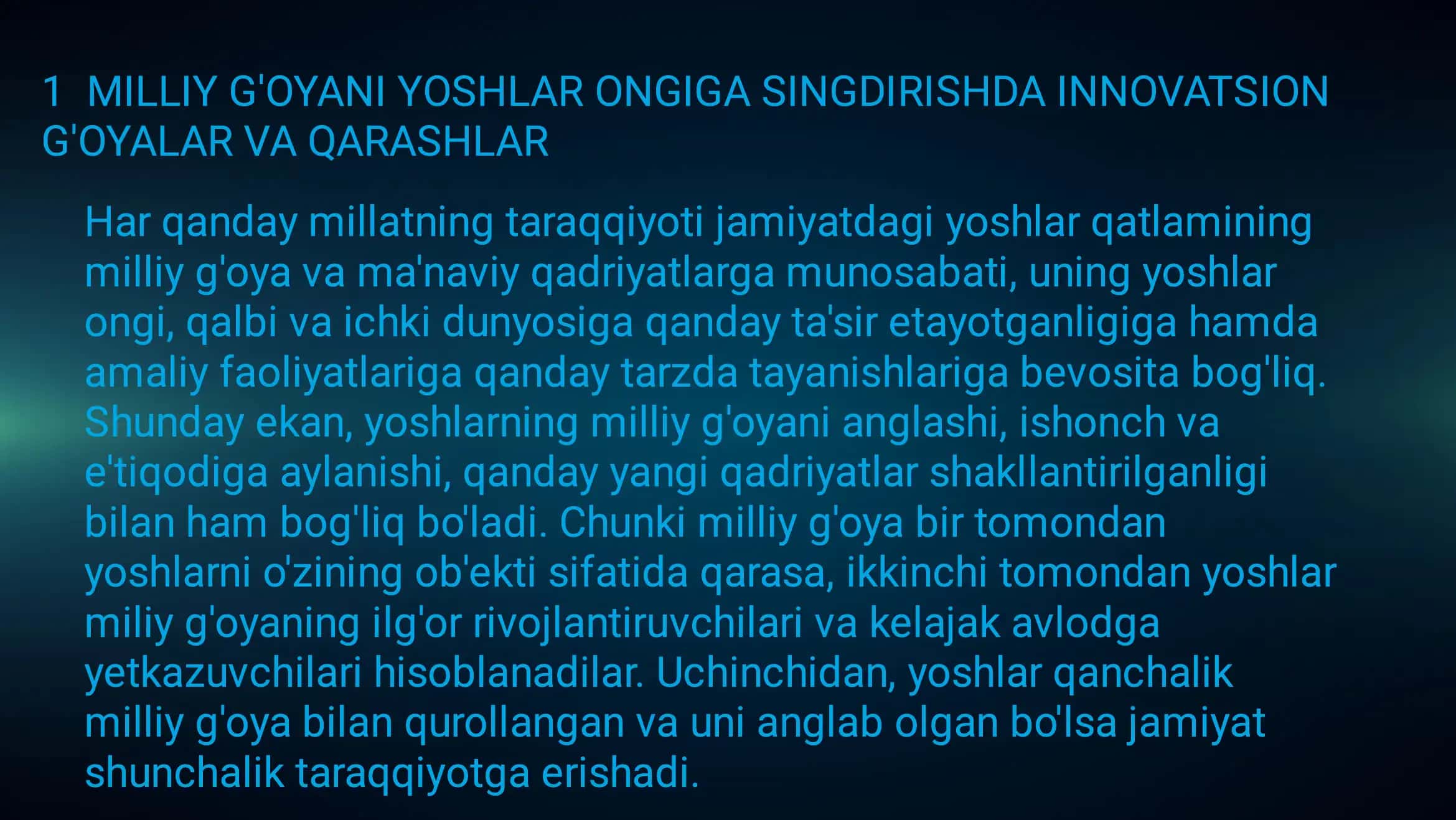 MILLIY GʻOYANING ASOSIY TASHUVCHISI 2