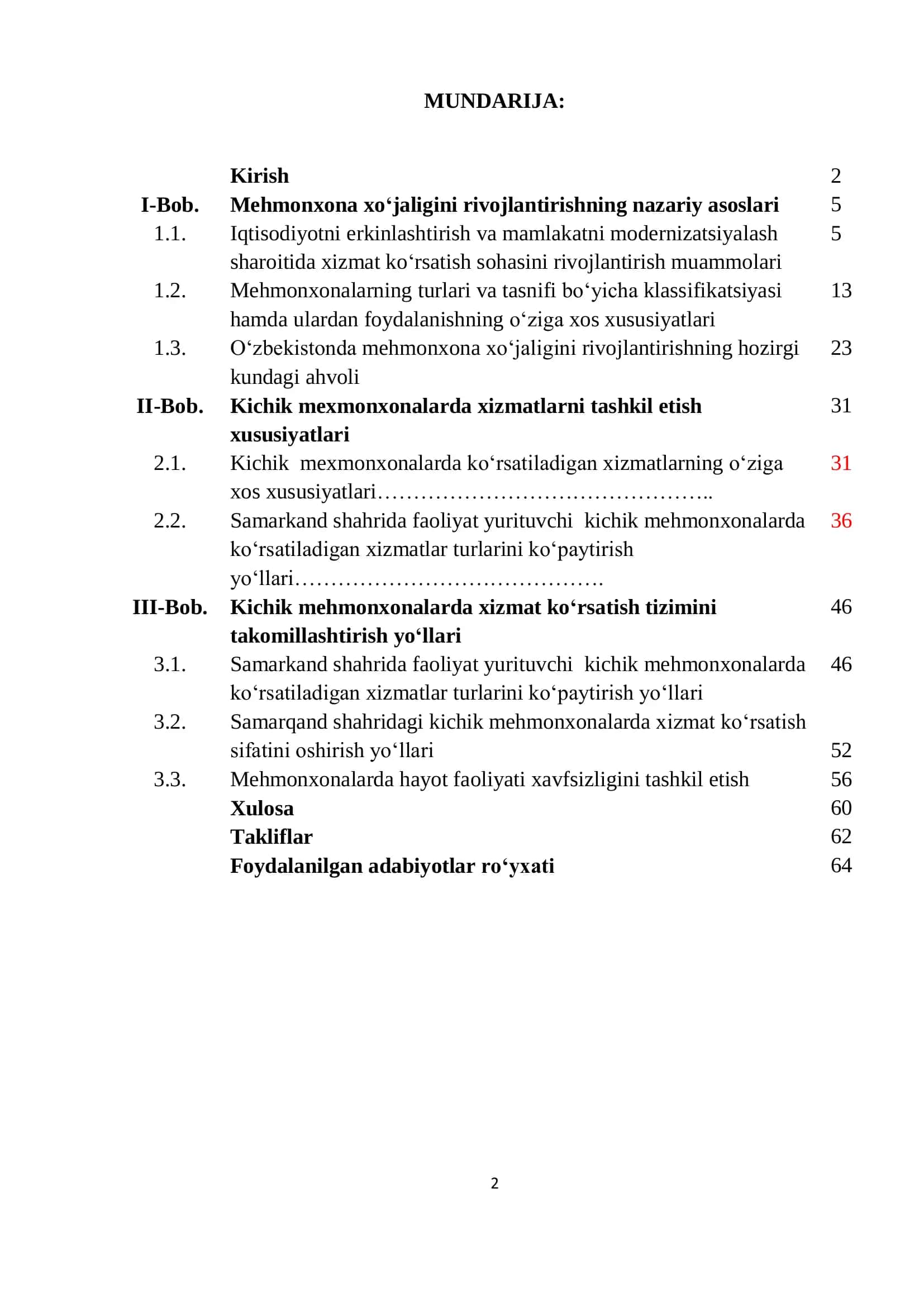 O‘zbekistonda kichik mehmonxonalarni rivojlantirish istiqbollari 2