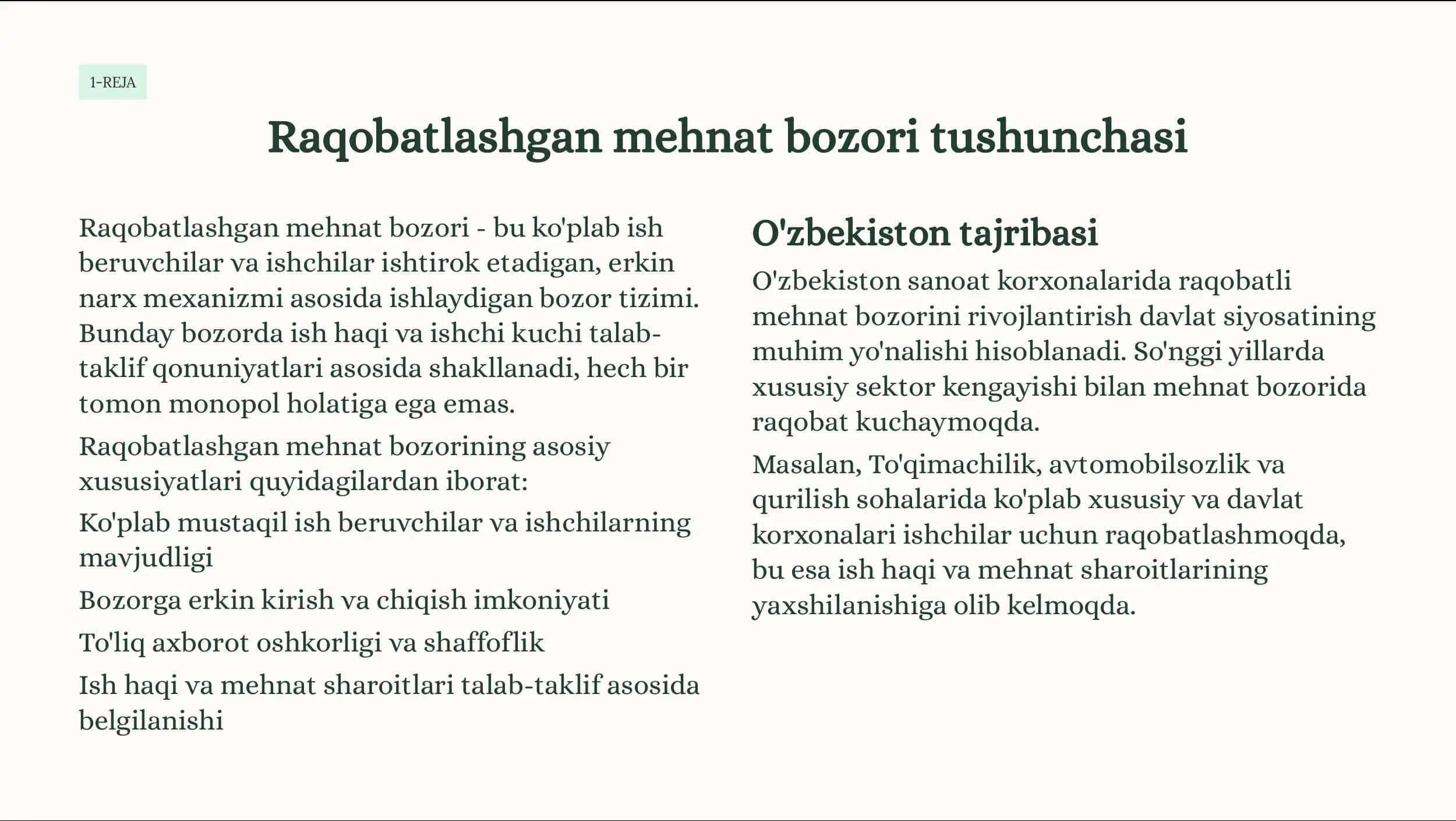 Mehnat bozori va korxonalarda mehnat resurslaridan foydalanish 2