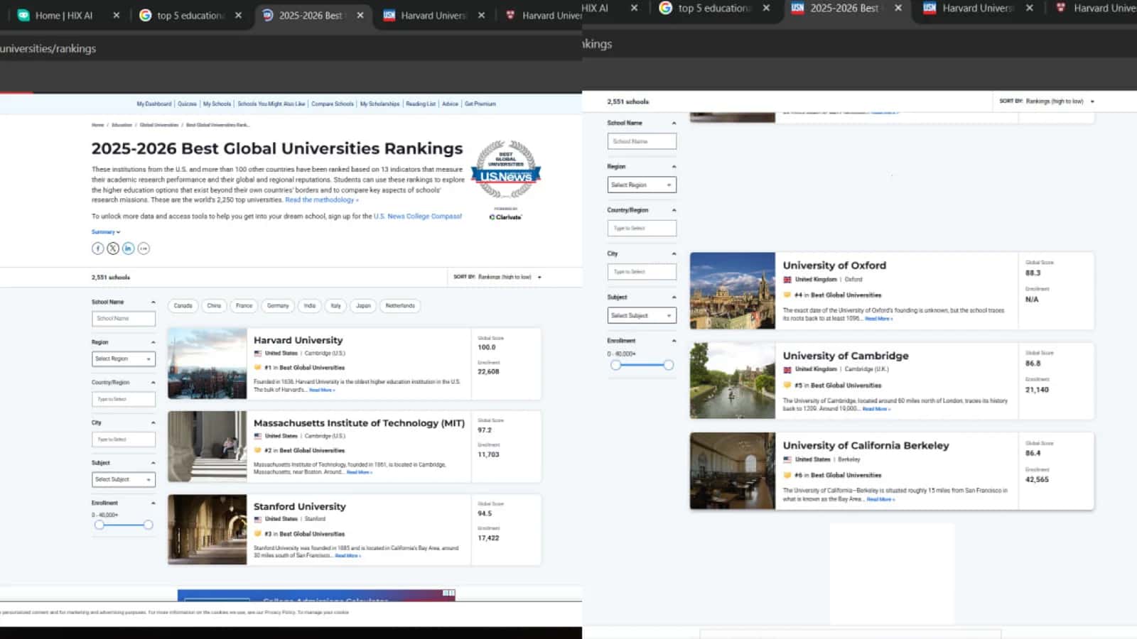 top 5 universities in the world 2