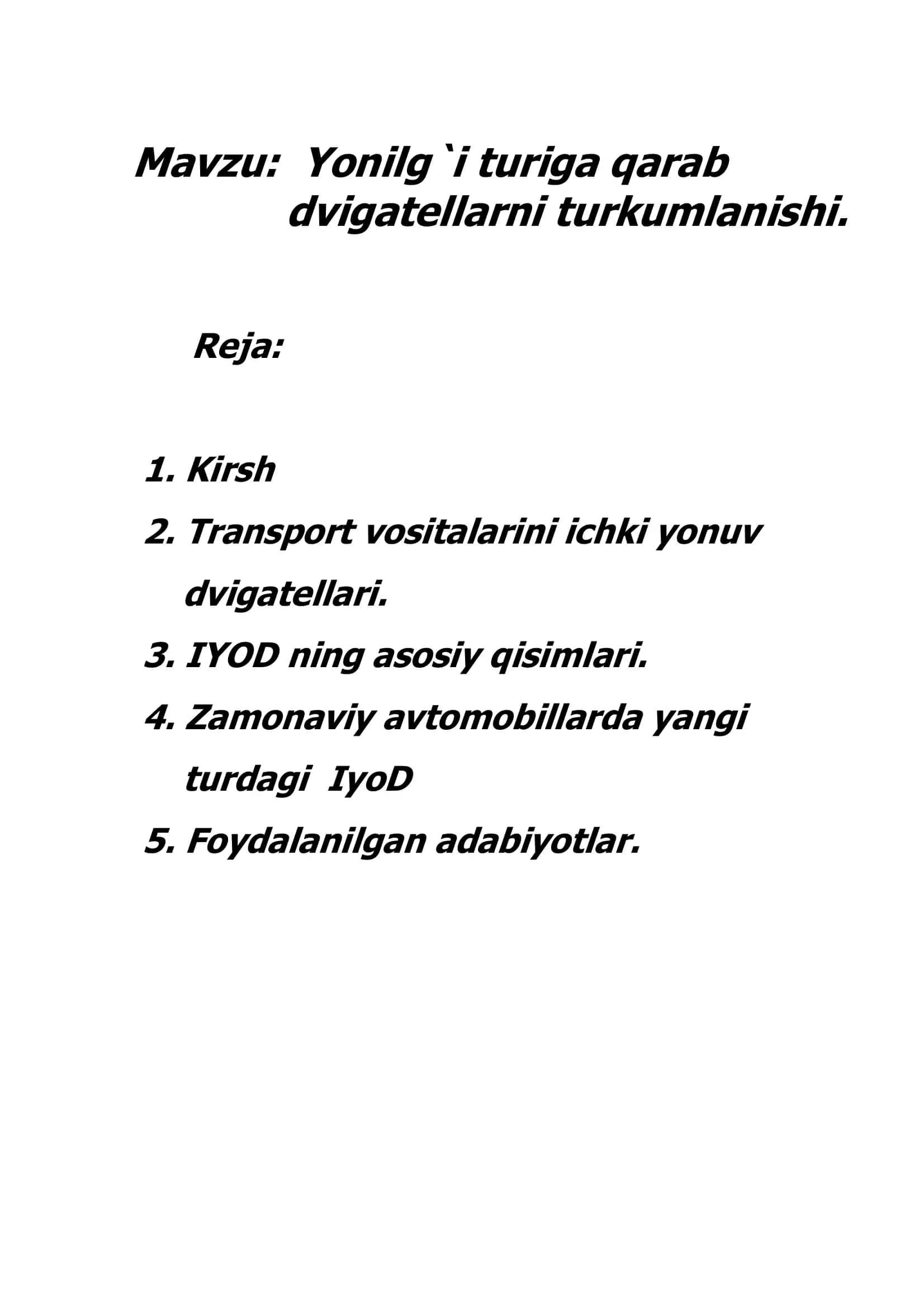 Transpotr vositalarini tuzilishi va nazariyasi 2