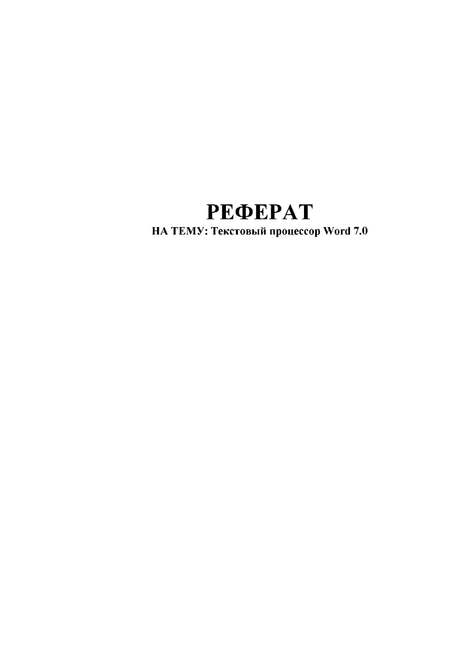 Текстовый процессор Word 2