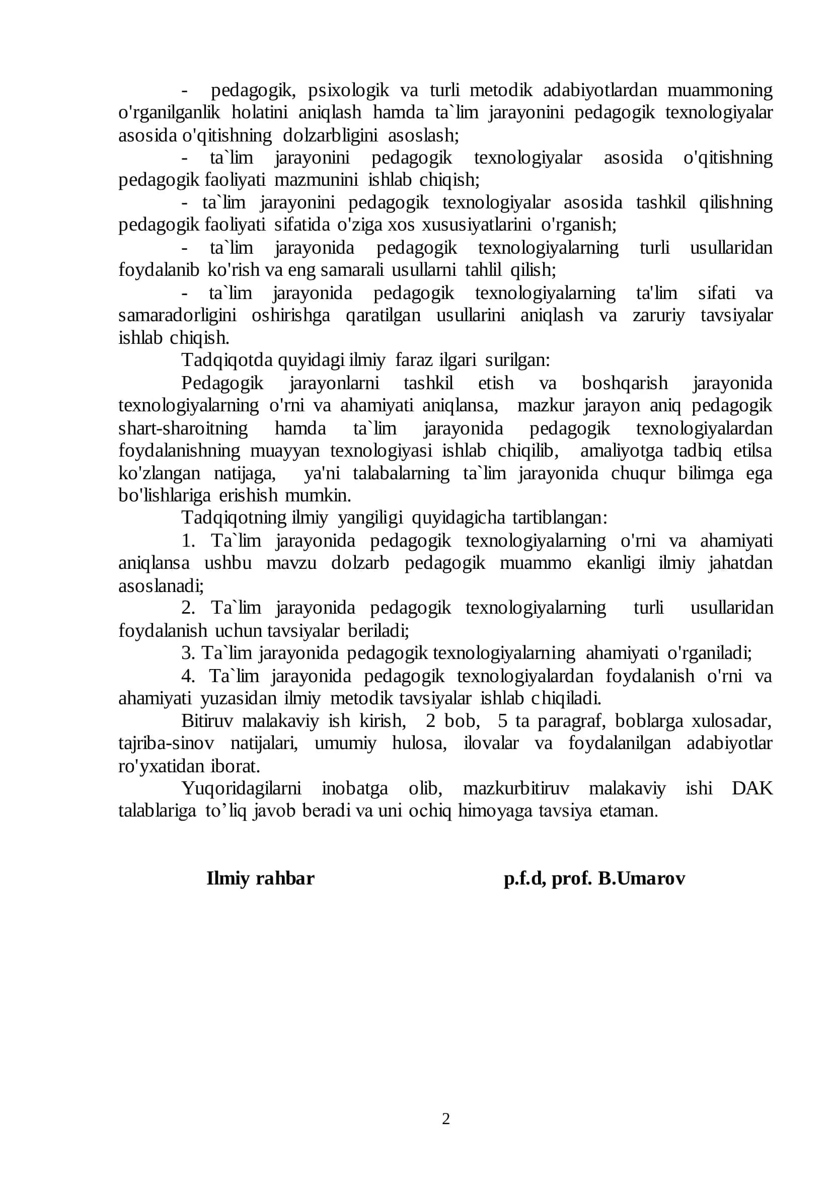 Pedagogik jarayonlarni tashkil etish va boshqarish texnologiyalari 2
