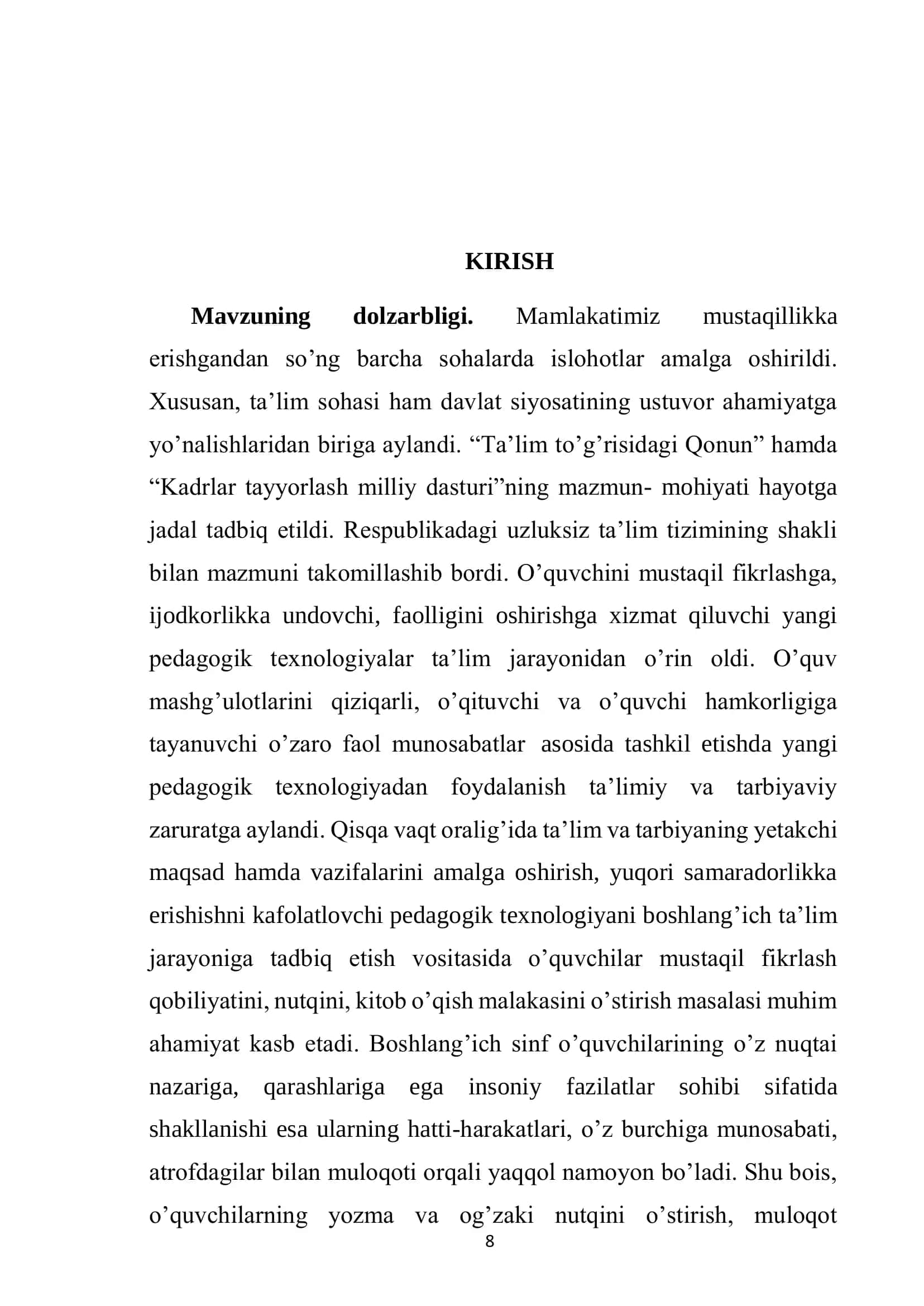 Savod o‘rgatish davrida bo‘g‘in ustida ishlash 2