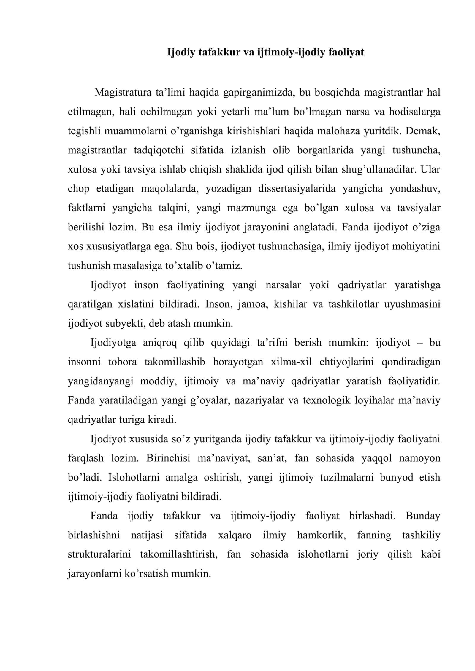 Fanda ijod qilish va ilmiy tadqiqot tushunchasi 2