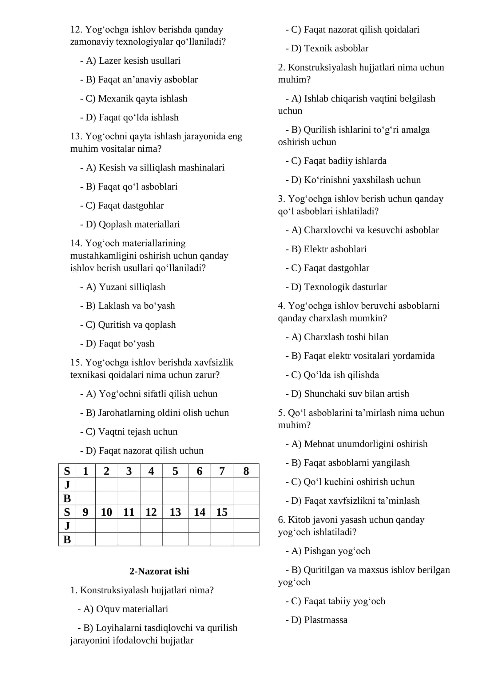 7-SINF TEXNOLOGYA DIZAYN fanidan nazorat ishi kitobchasi YANGI DARSLIK 2