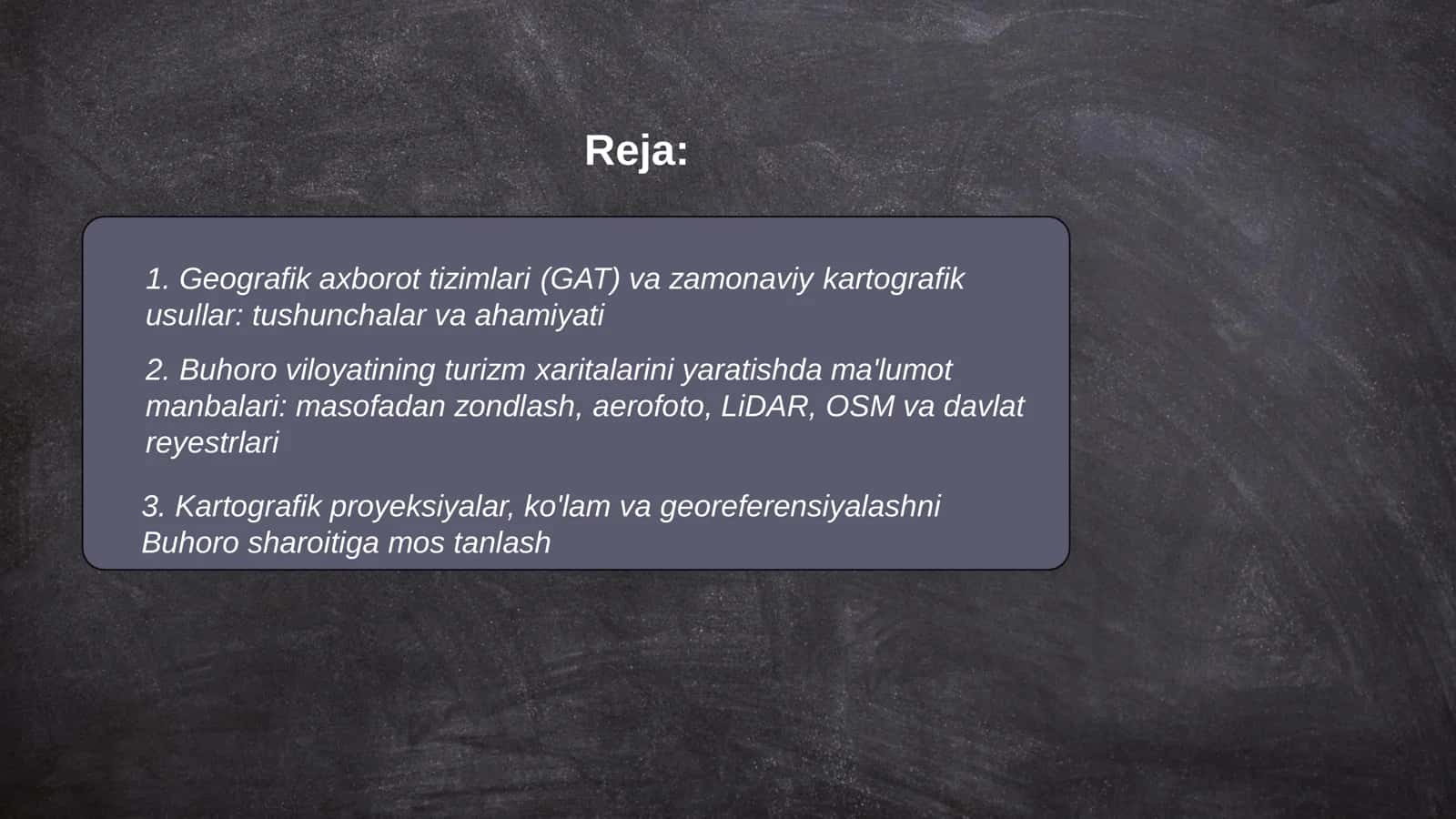 Geografik axborot tizimlari (GAT) va zamonaviy kartografik usullar Buxoro misolda 2