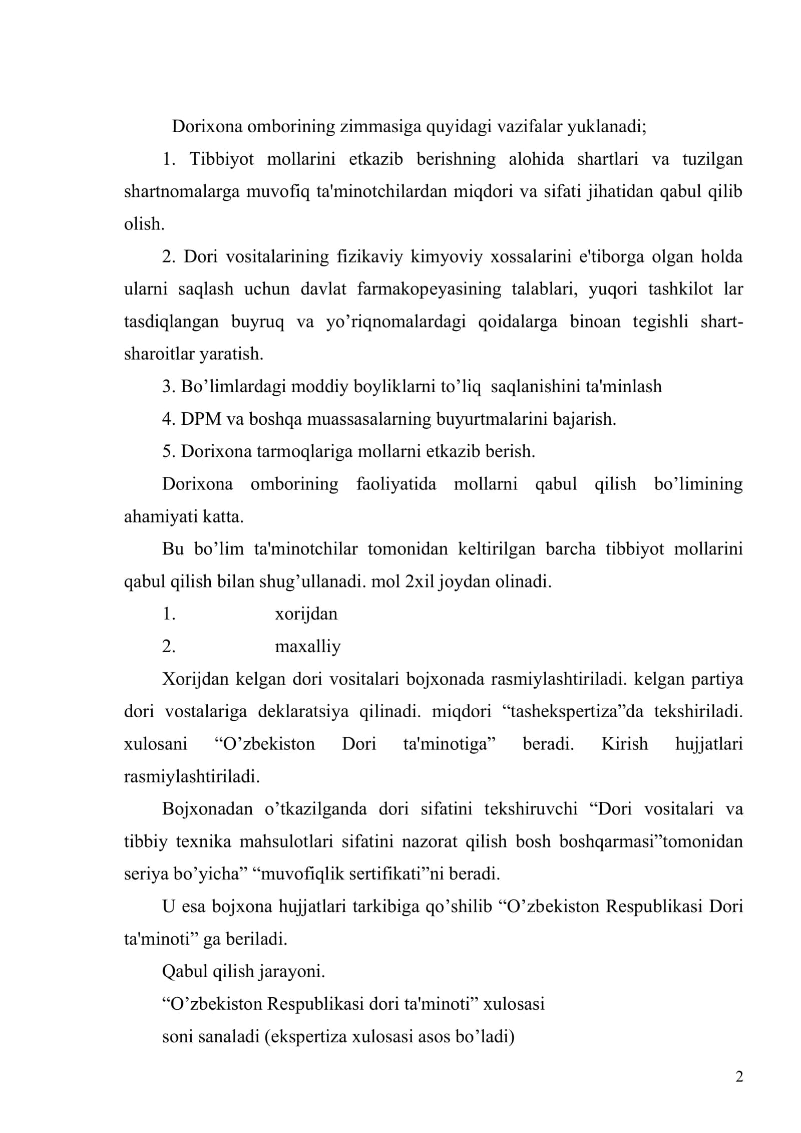 Farmatsеvtika bozorida ulgurji savdo faoliyatini tashkillashtirish 2
