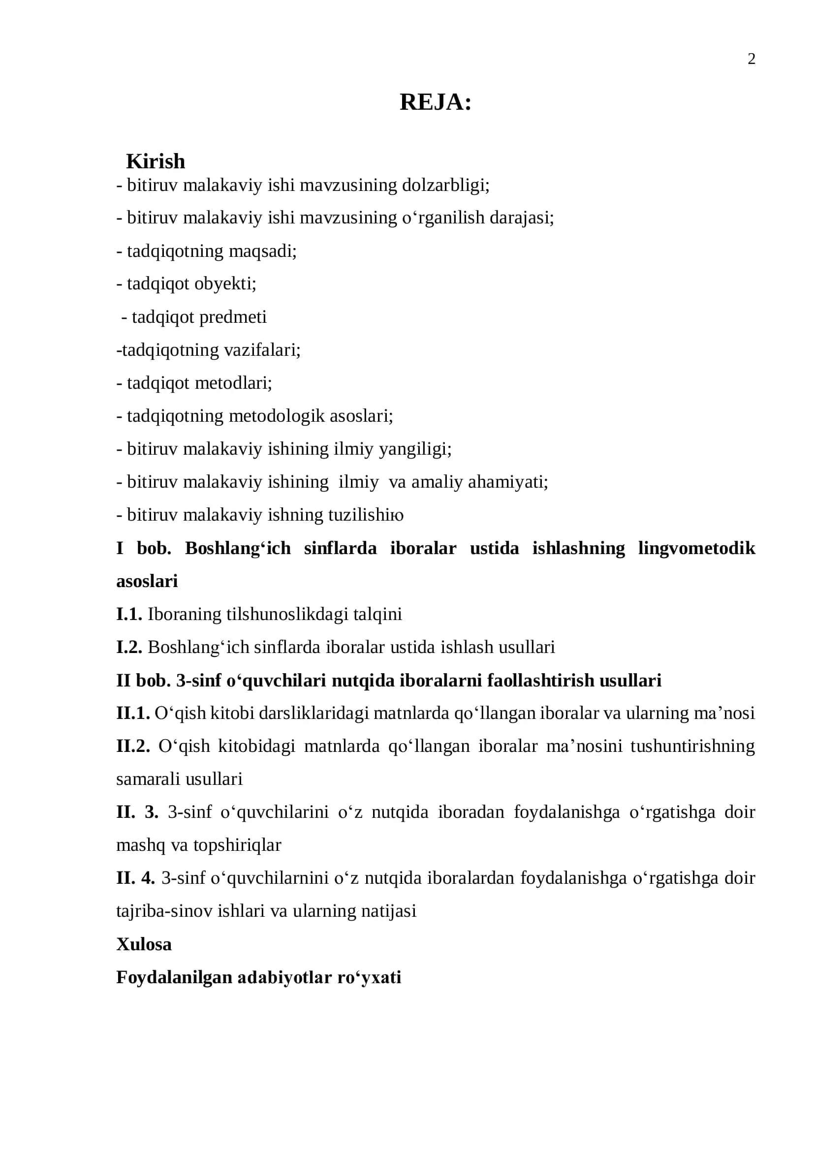 Bitiruv malakaviy ishi mavzusining dolzarbligi 2
