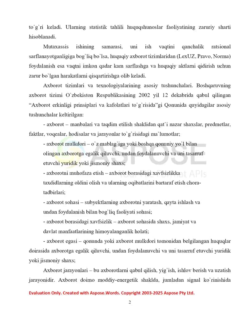 Axborot xavfsizligida xavfsizlikni ta’minlashda O’zbekiston tajribasi 2
