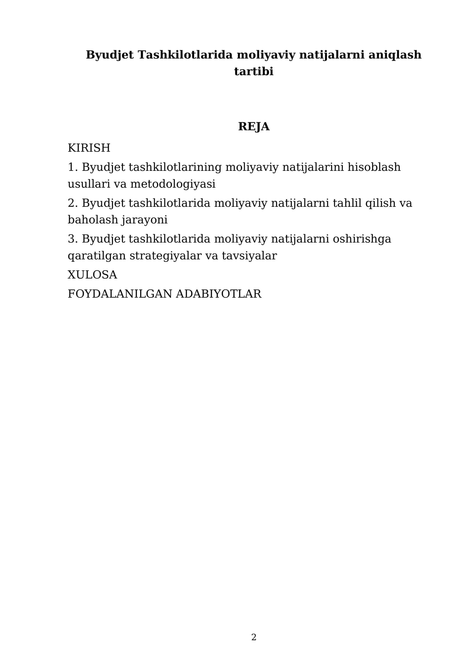 Byudjet Tashkilotlarida moliyaviy natijalarni aniqlash tartibi 2