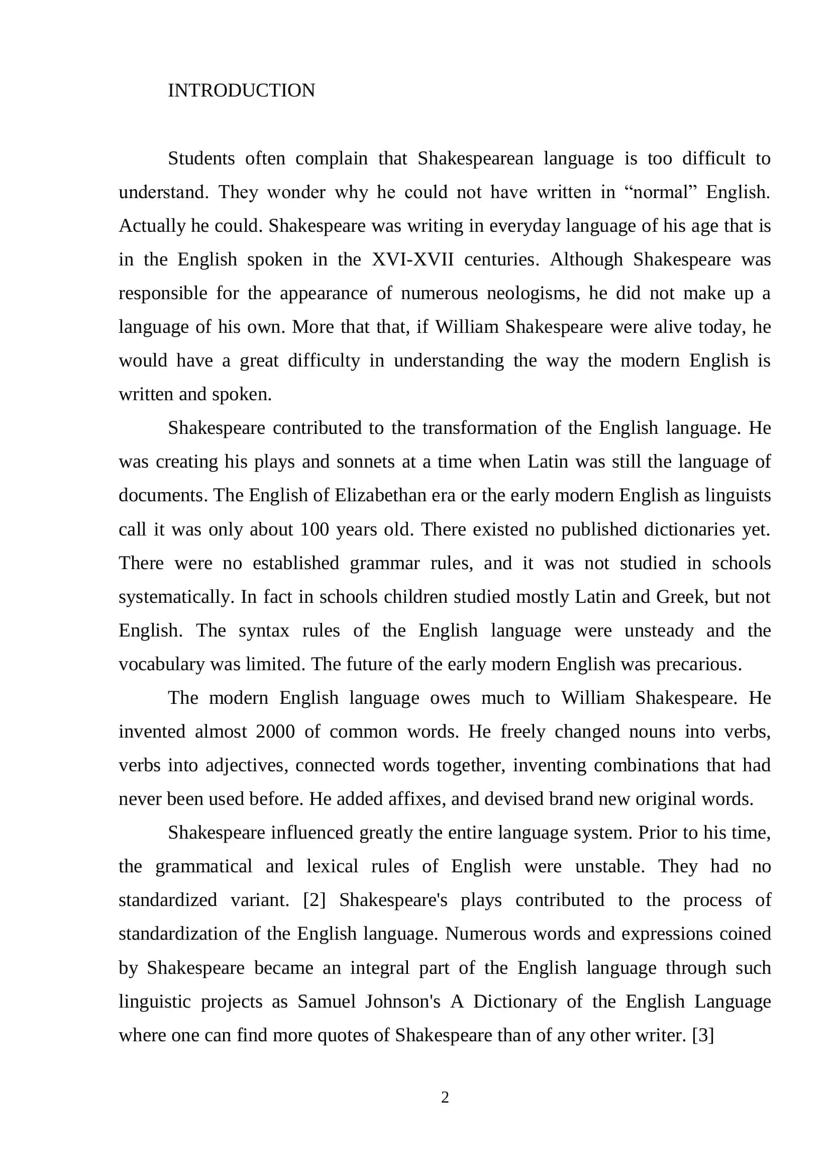 THE SHAKESPEARE’S LANGUAGE 2