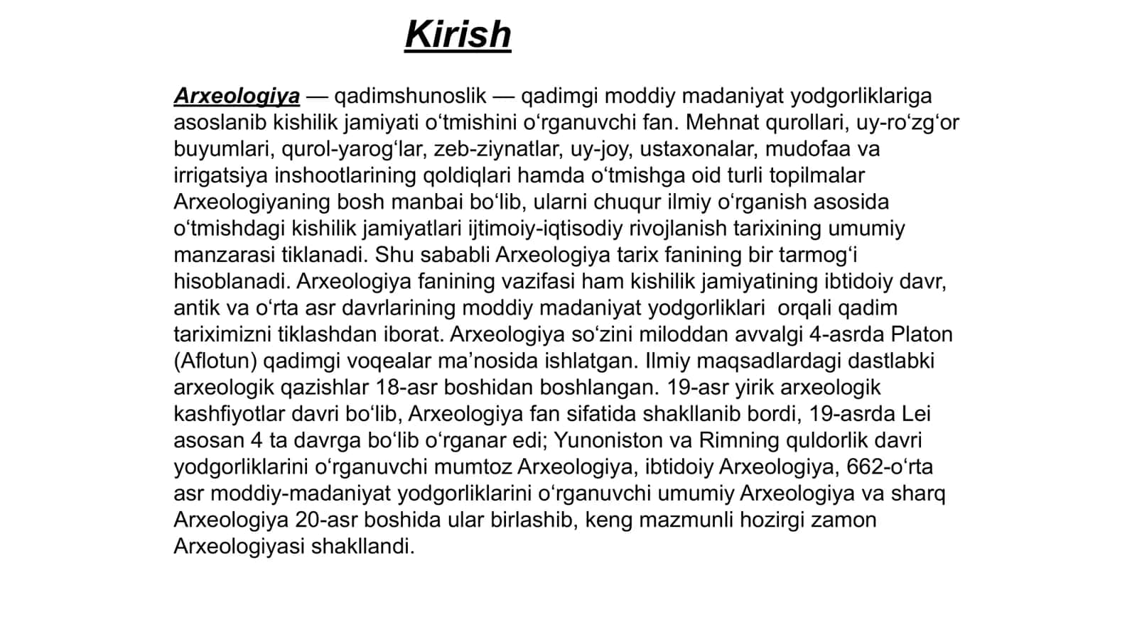 Arxealogiya fan sifatida 2