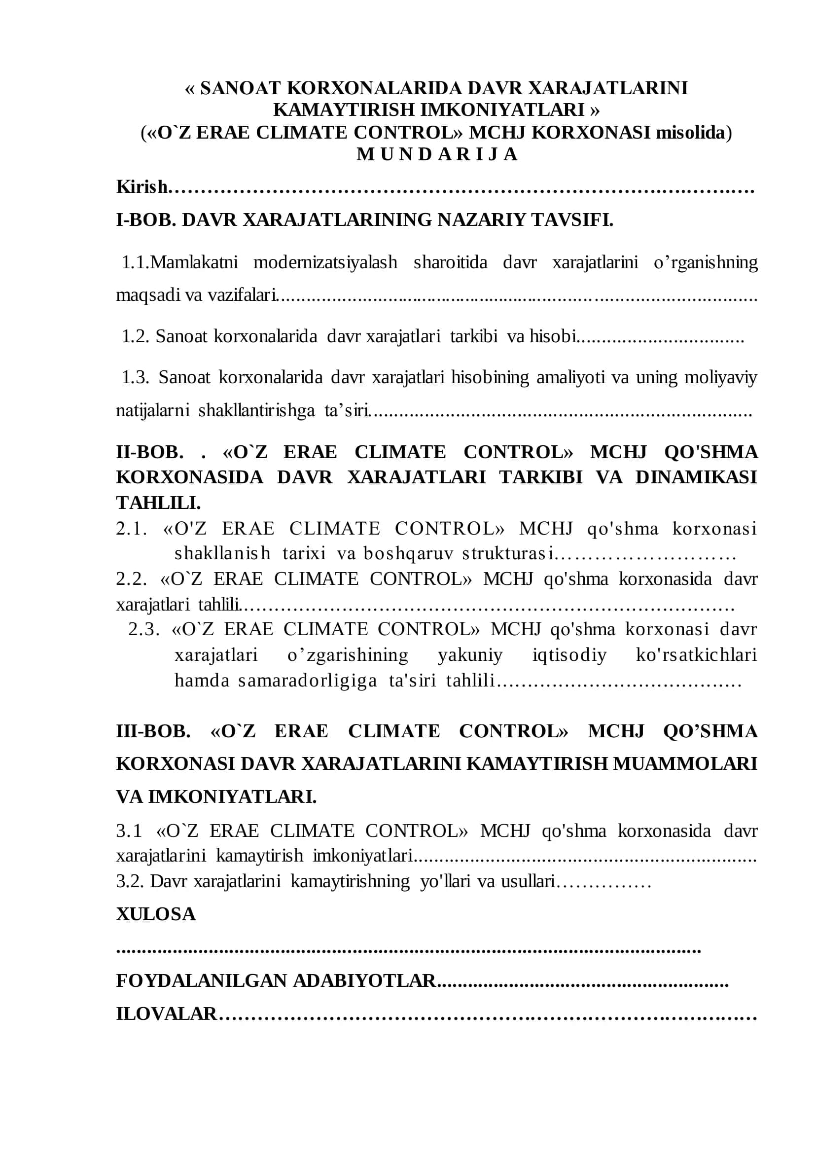 SANOAT KORXONALARIDA DAVR XARAJATLARINI KAMAYTIRISH IMKONIYATLARI 2