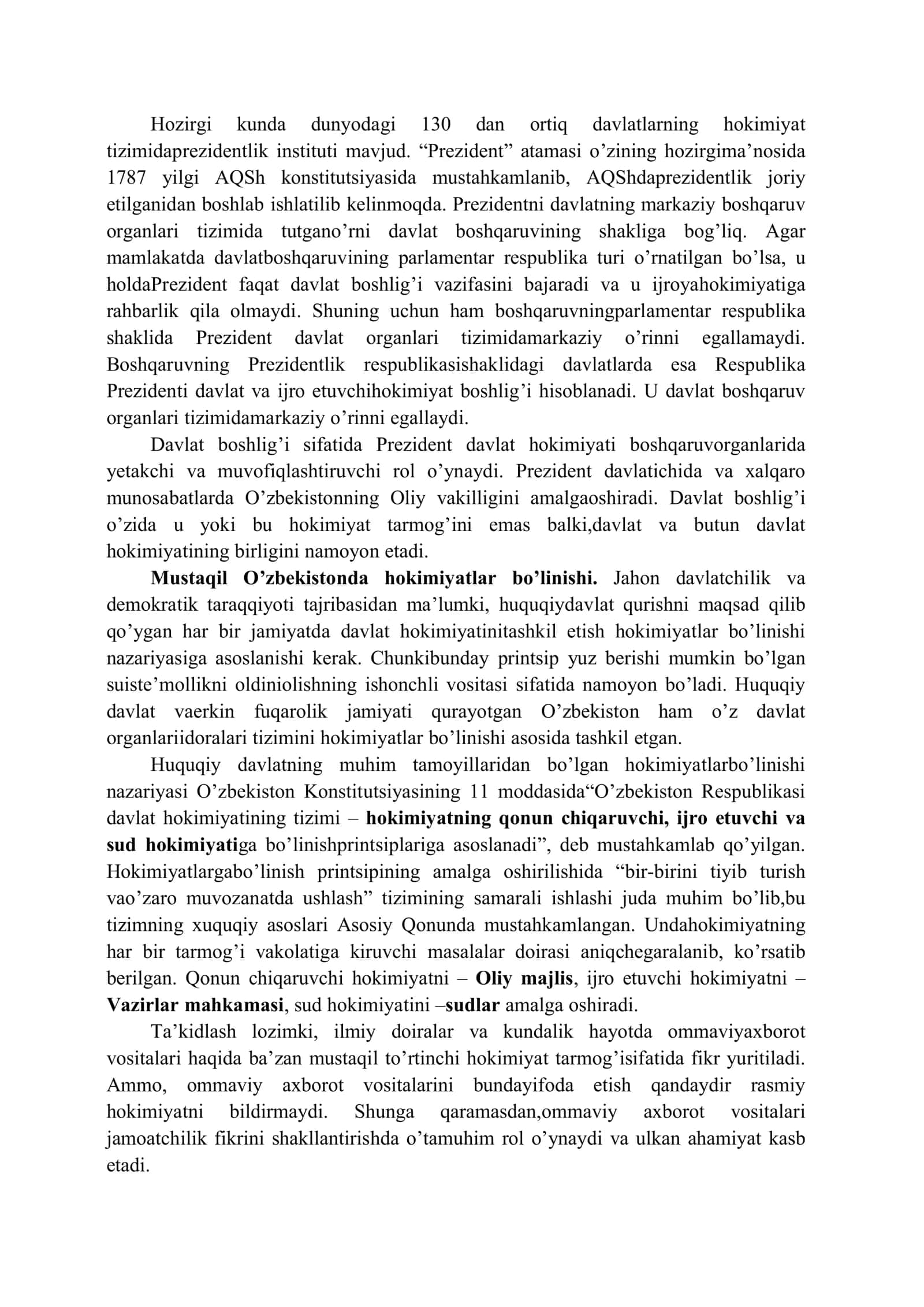 O‘zbekistonda demokratik va fuqarolik jamiyati asoslarining shakllanishi 2