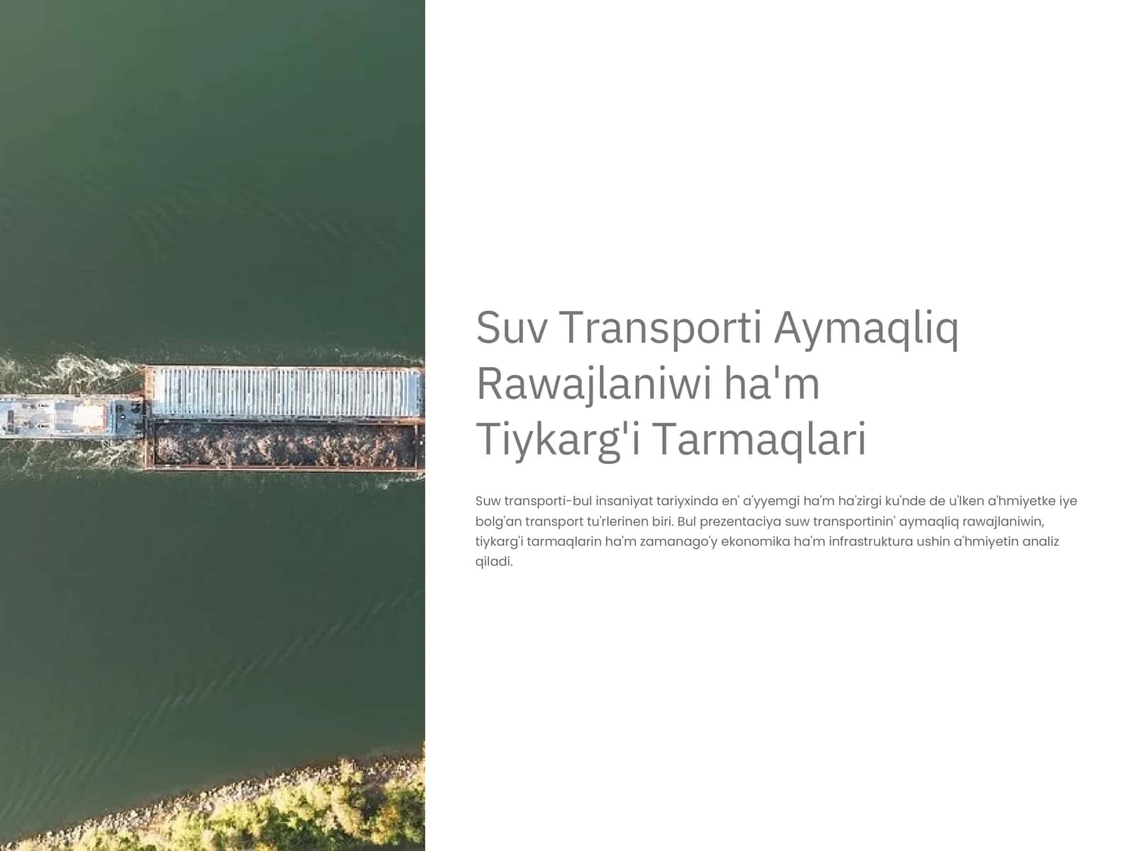 Suv Transporti Aymaqliq Rawajlaniwi ha'm Tiykarg'i Tarmaqlari 2