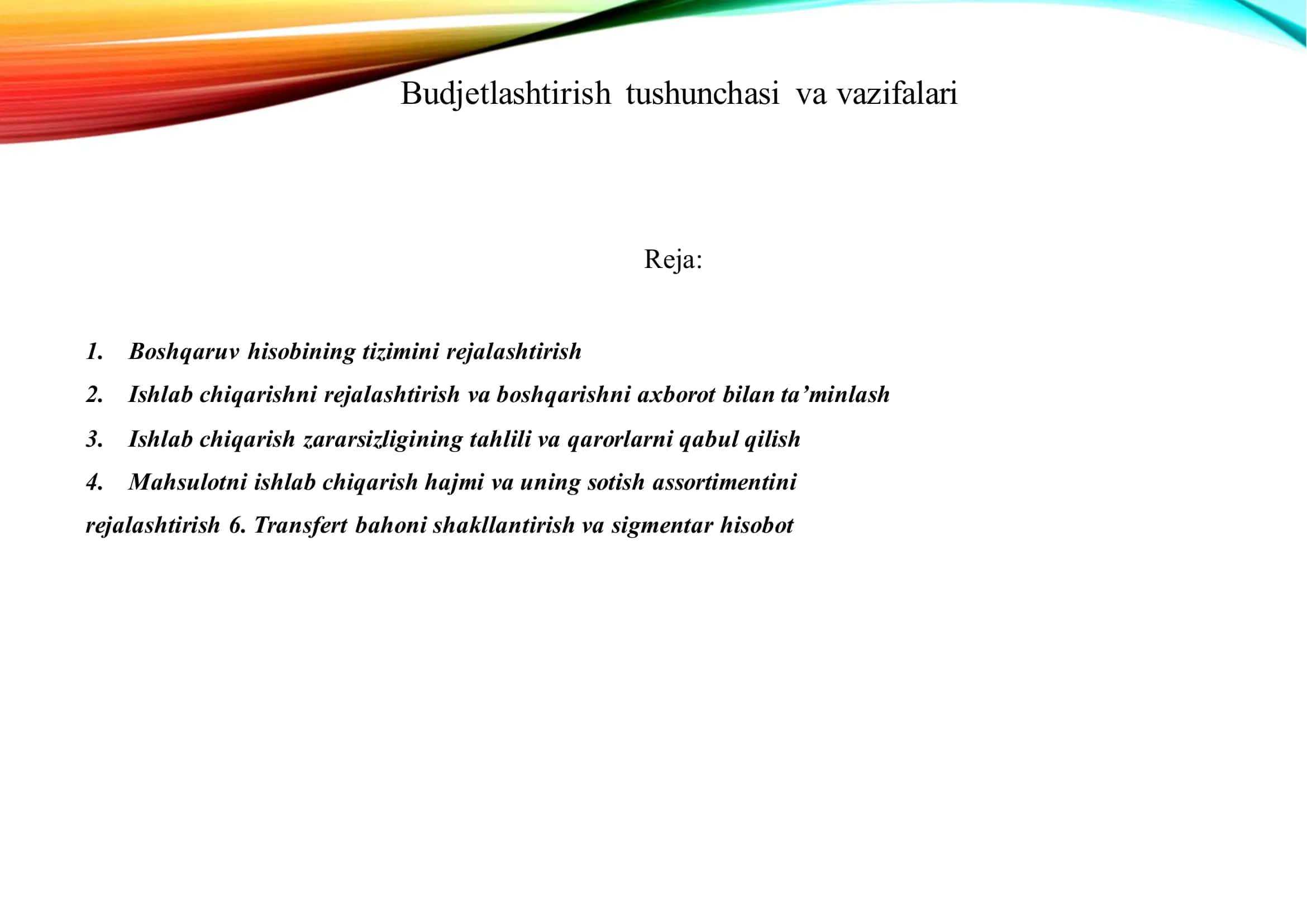 Budjetlashtirish tushunchasi va vazifalari 2
