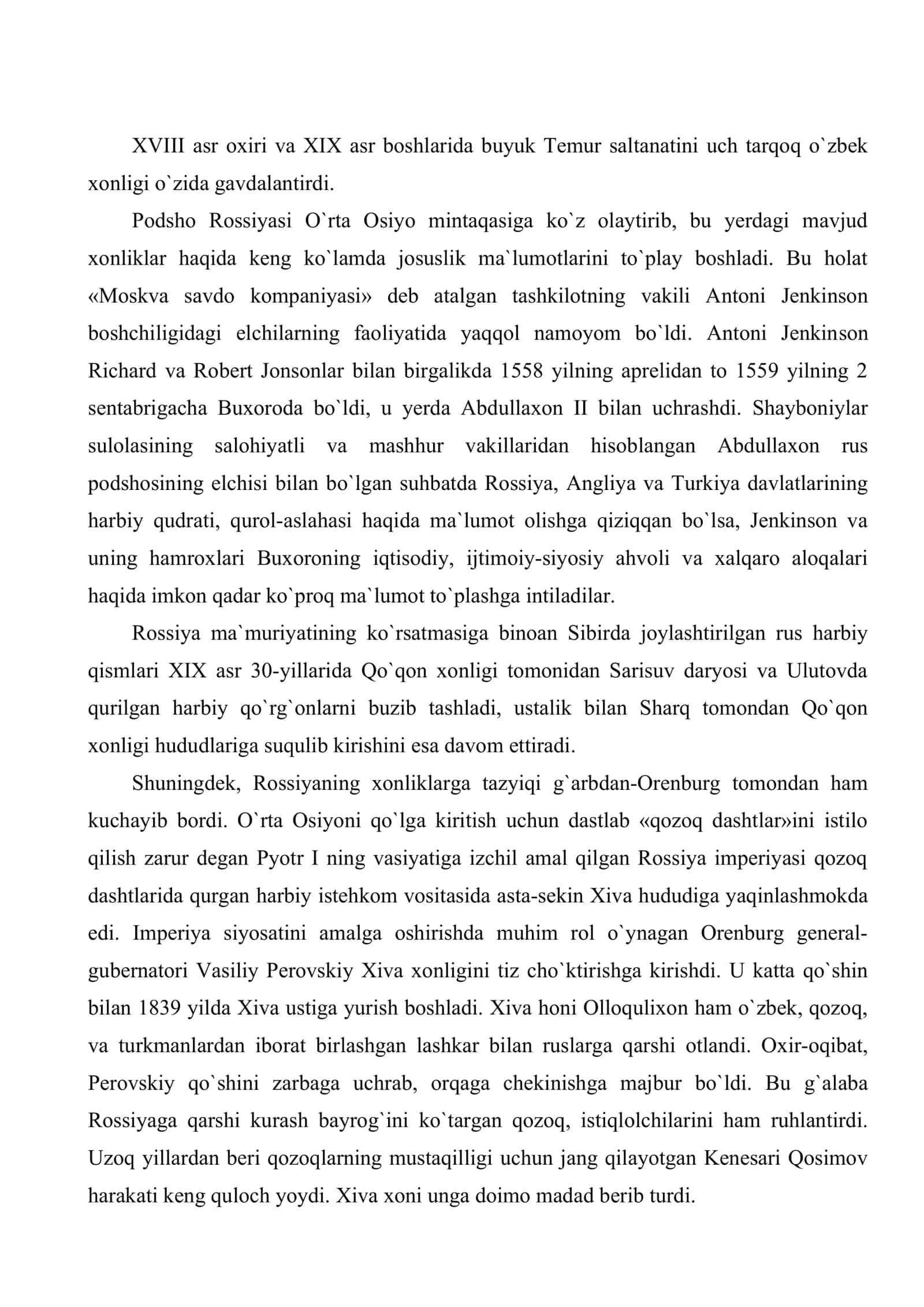 Chor Rossiyasining Turkistonda yuritgan mustamlakachilik siyosati 2