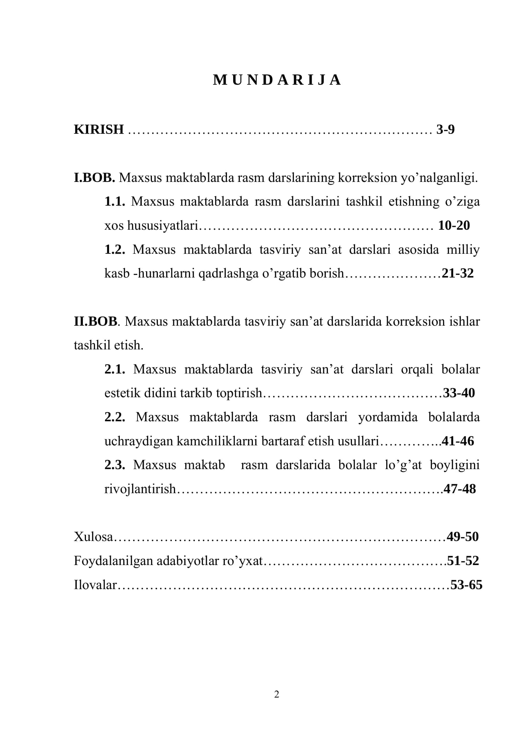 MAKSUS MAKTABLARDA RASM DARSLARINING KORREKSION TARBIYAVIY YO'NALGANLIGI 2