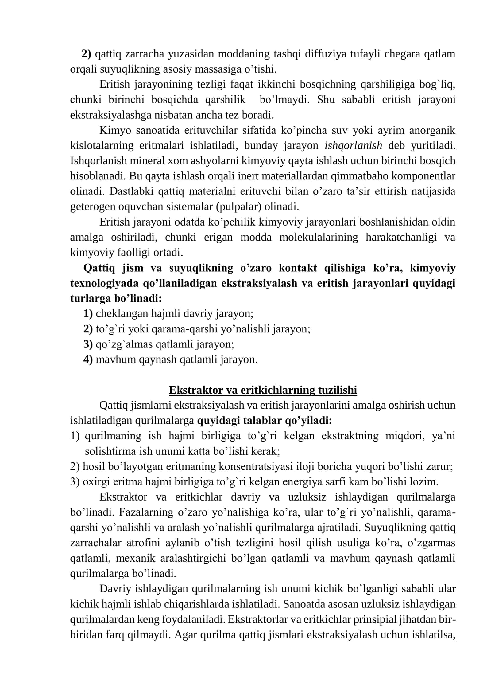 Qattiq jismlarni ekstraksiyalash va eritish 2