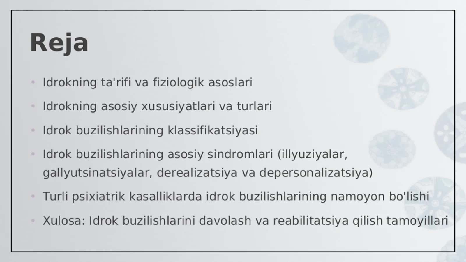 Idrok va uning buzilishlari 2