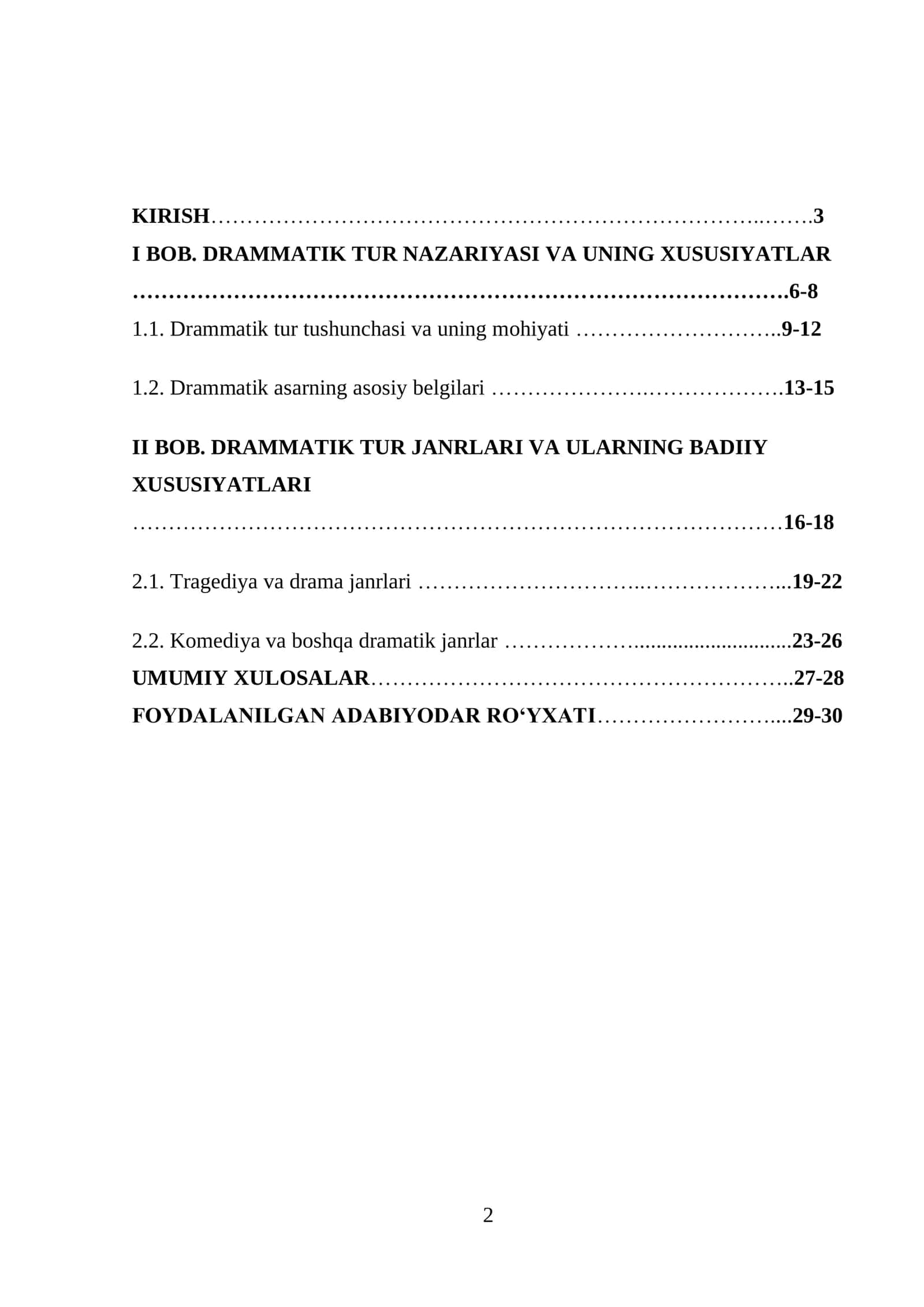 Drammatik tur va uning janrlari 2