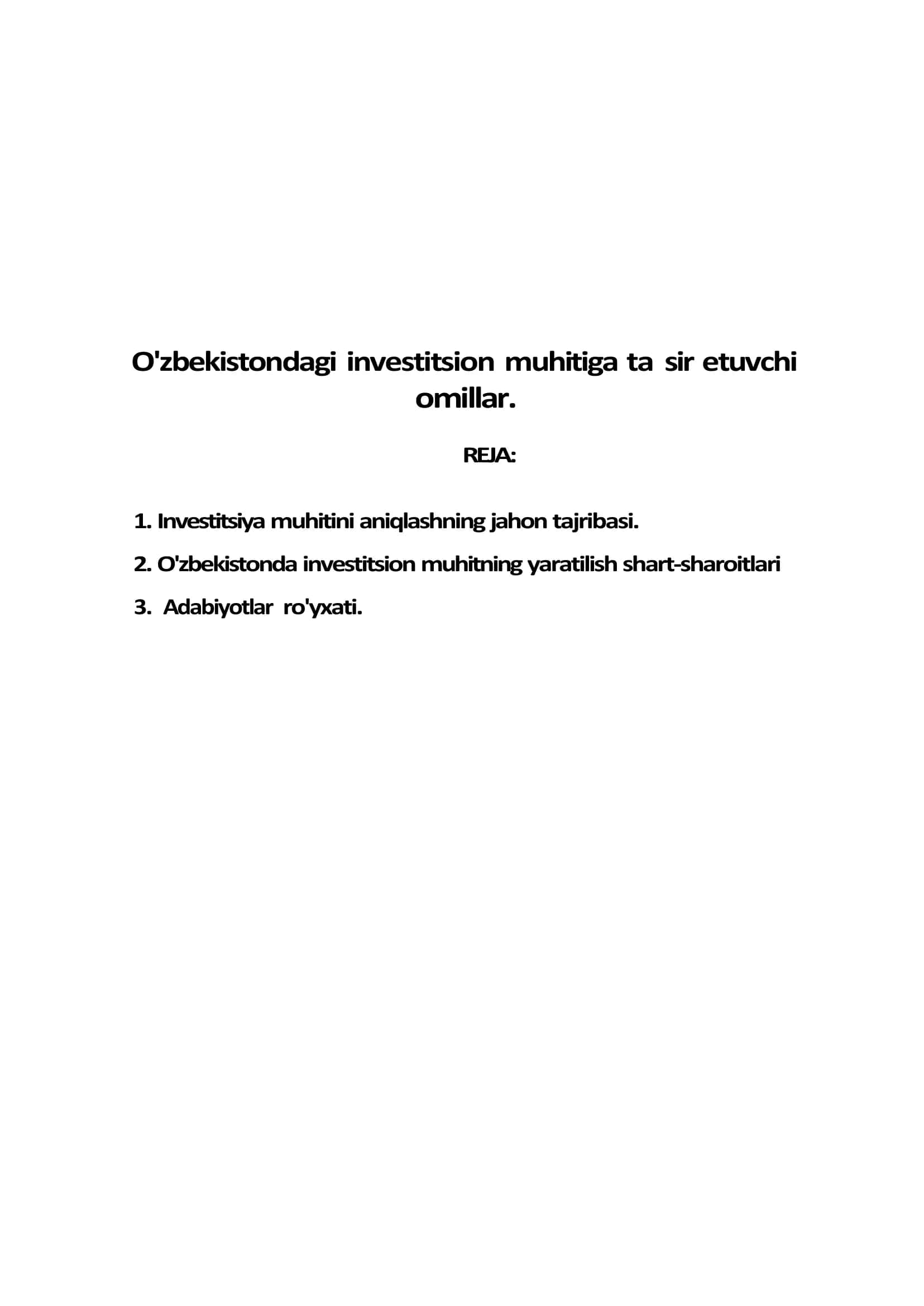 O'zbekistondagi investitsion muhitga ta'sir etuvchi omillar 2