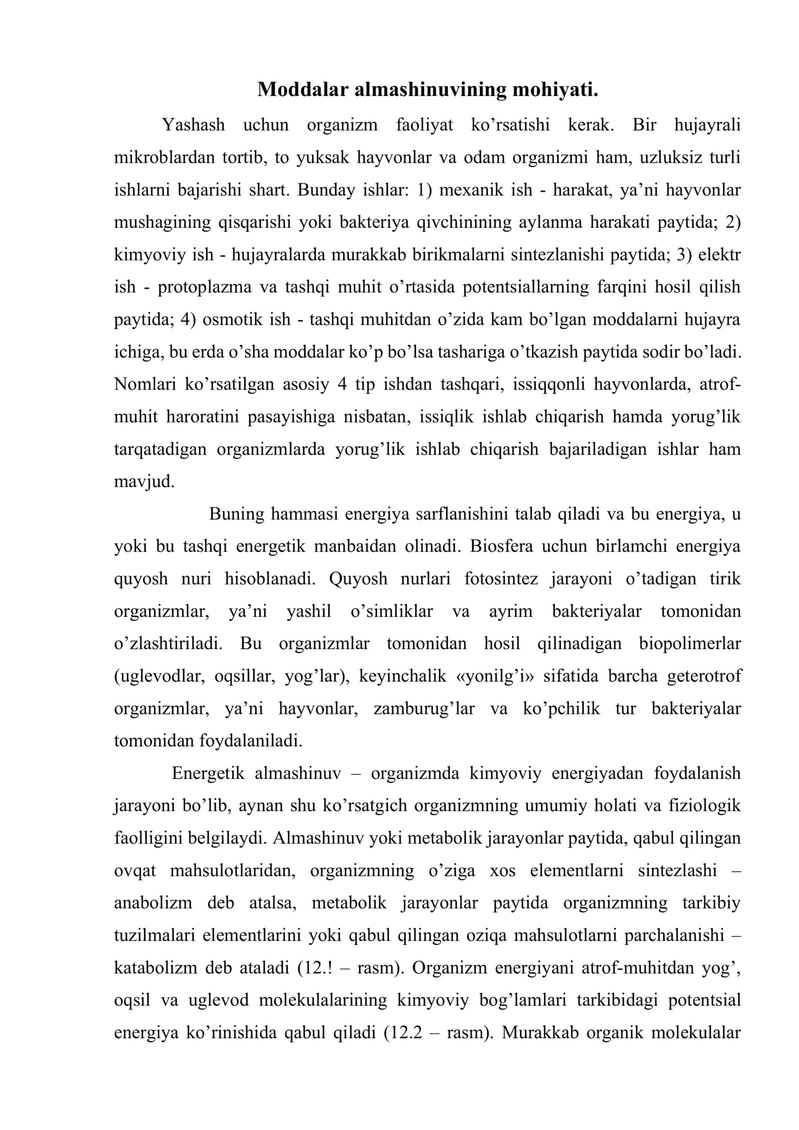 Energiya va moddalar almashinuvi 2