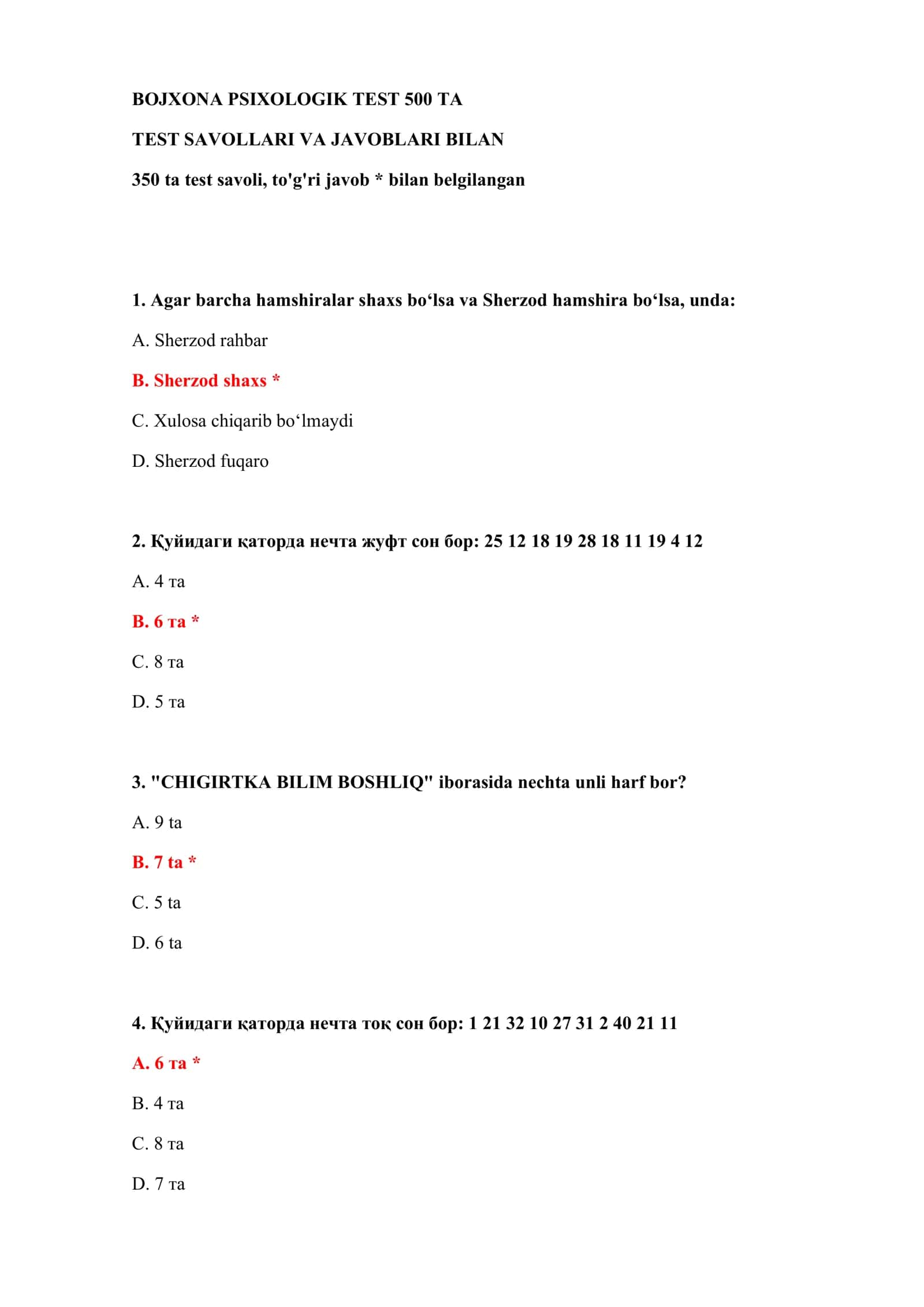 BOJXONA PSIXOLOGIK TEST 500 TA 2