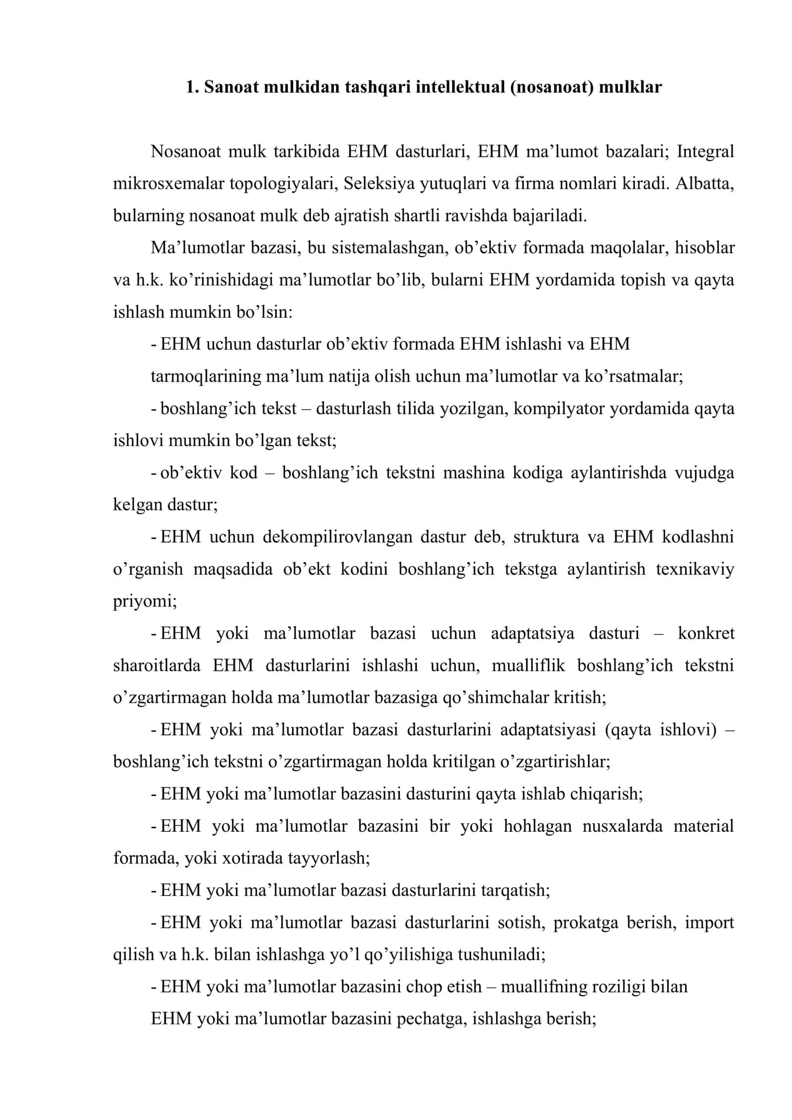 Sanoat mulkidan tashqari intellektual mulklarning huquqiy muhofazasi 2