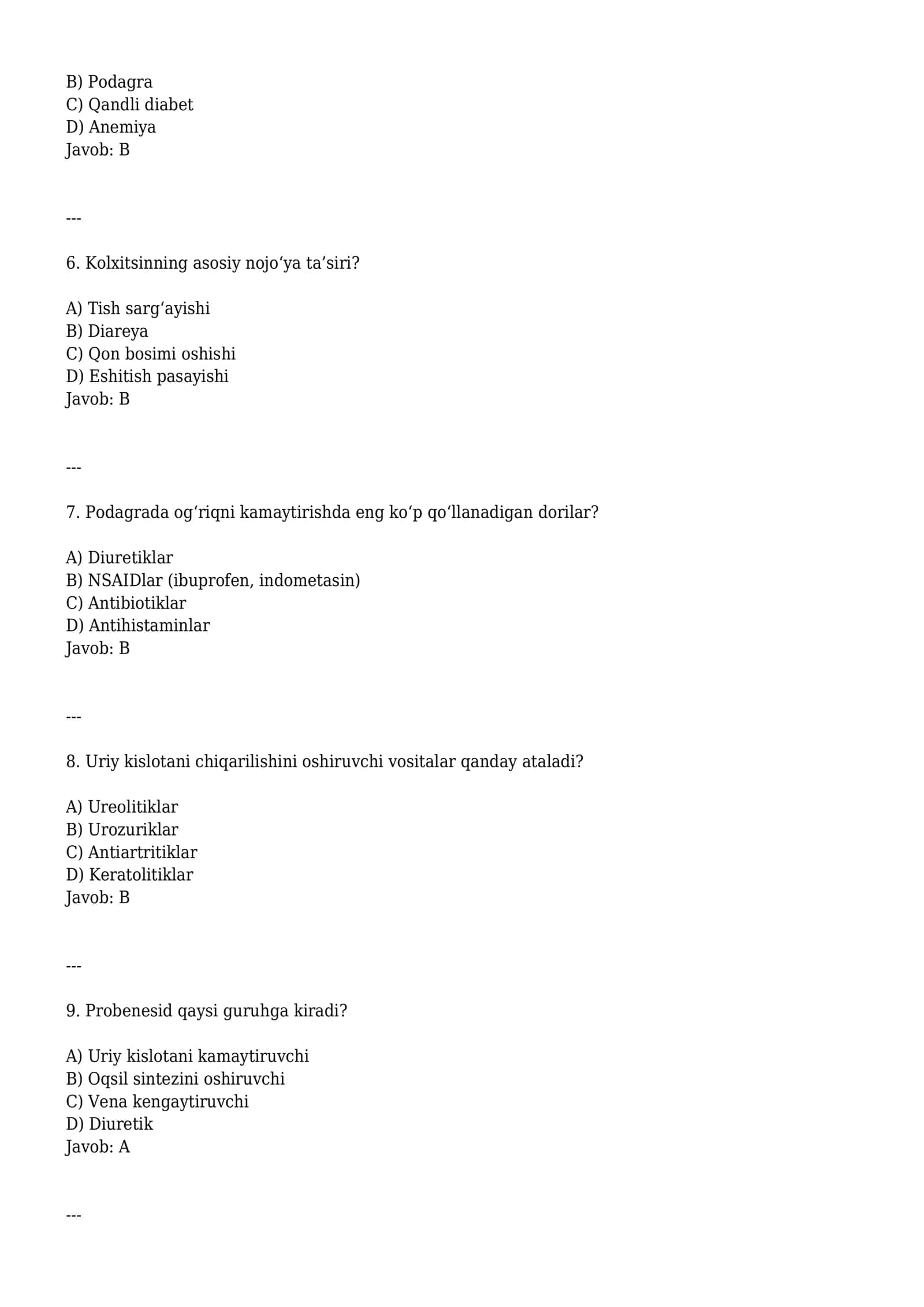 Podagra va semizlikni bartaraf etuvchi vositalar 2